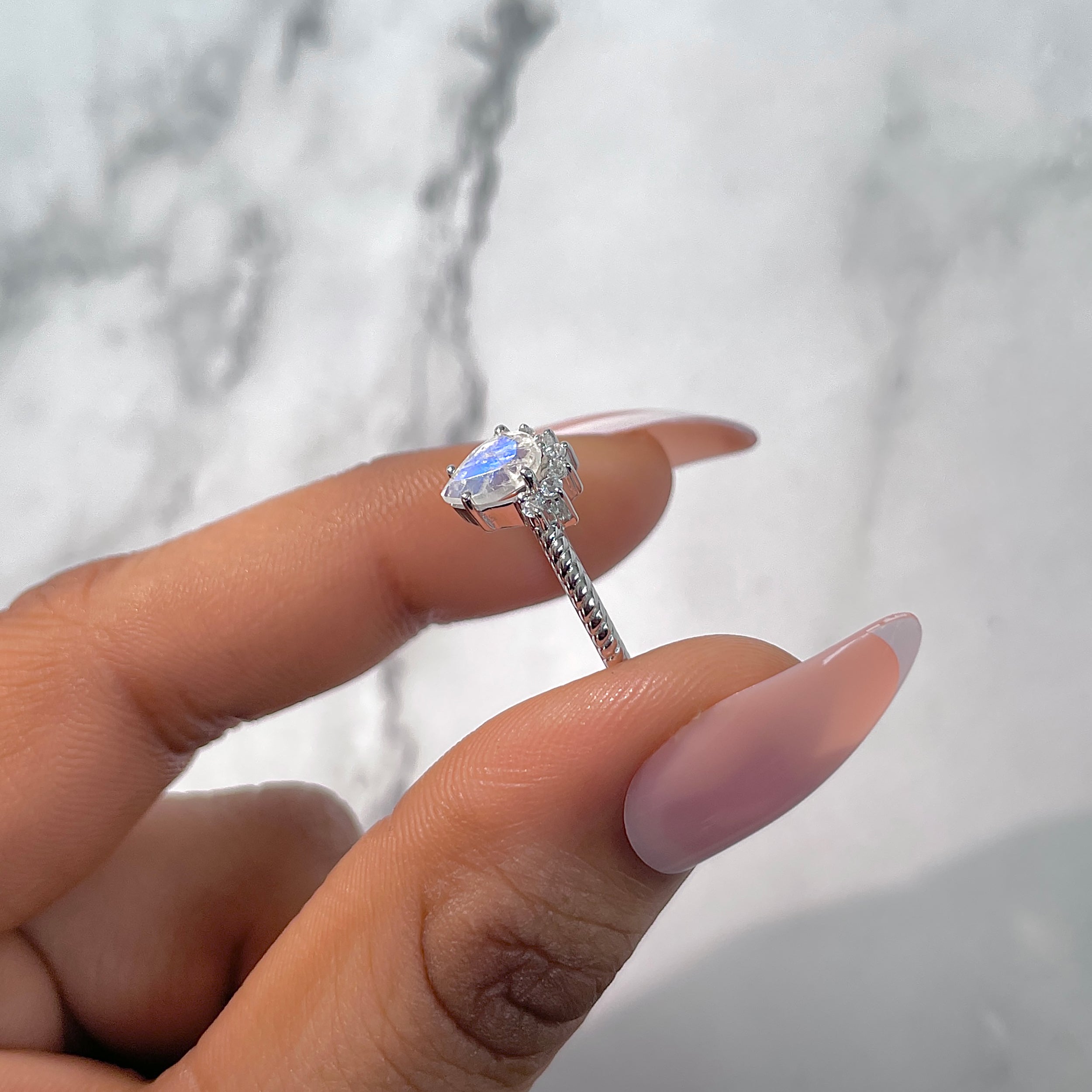Moonstone & White Topaz Ring-(RBM-RDR-2212.)