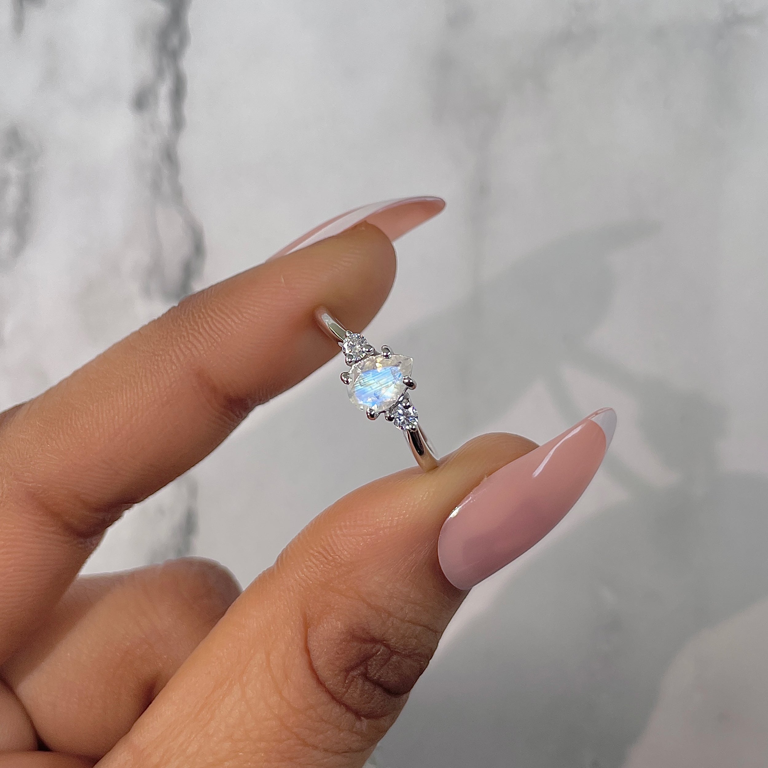 Moonstone & White Topaz Ring-(RBM-RDR-2213.)