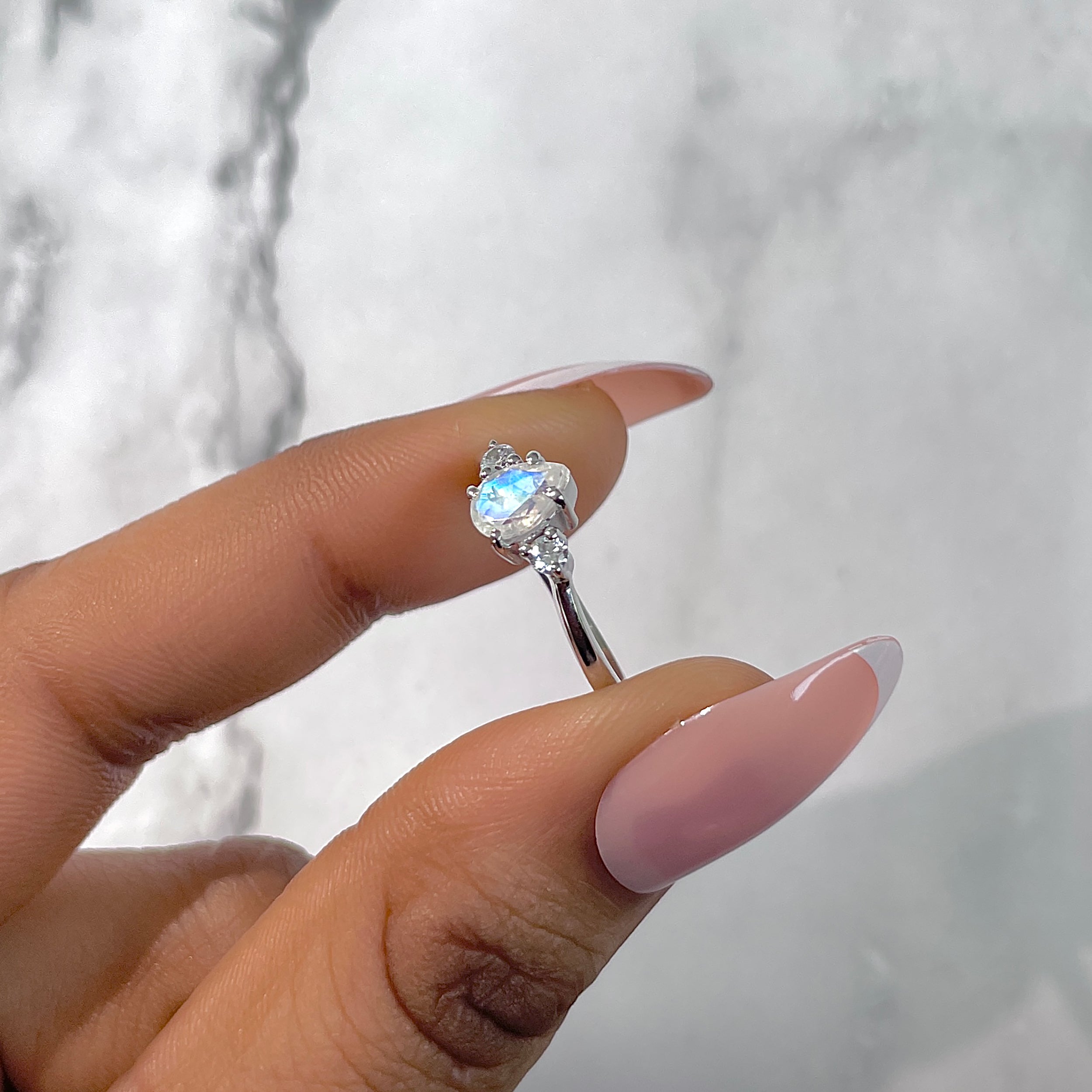 Moonstone & White Topaz Ring-(RBM-RDR-2213.)