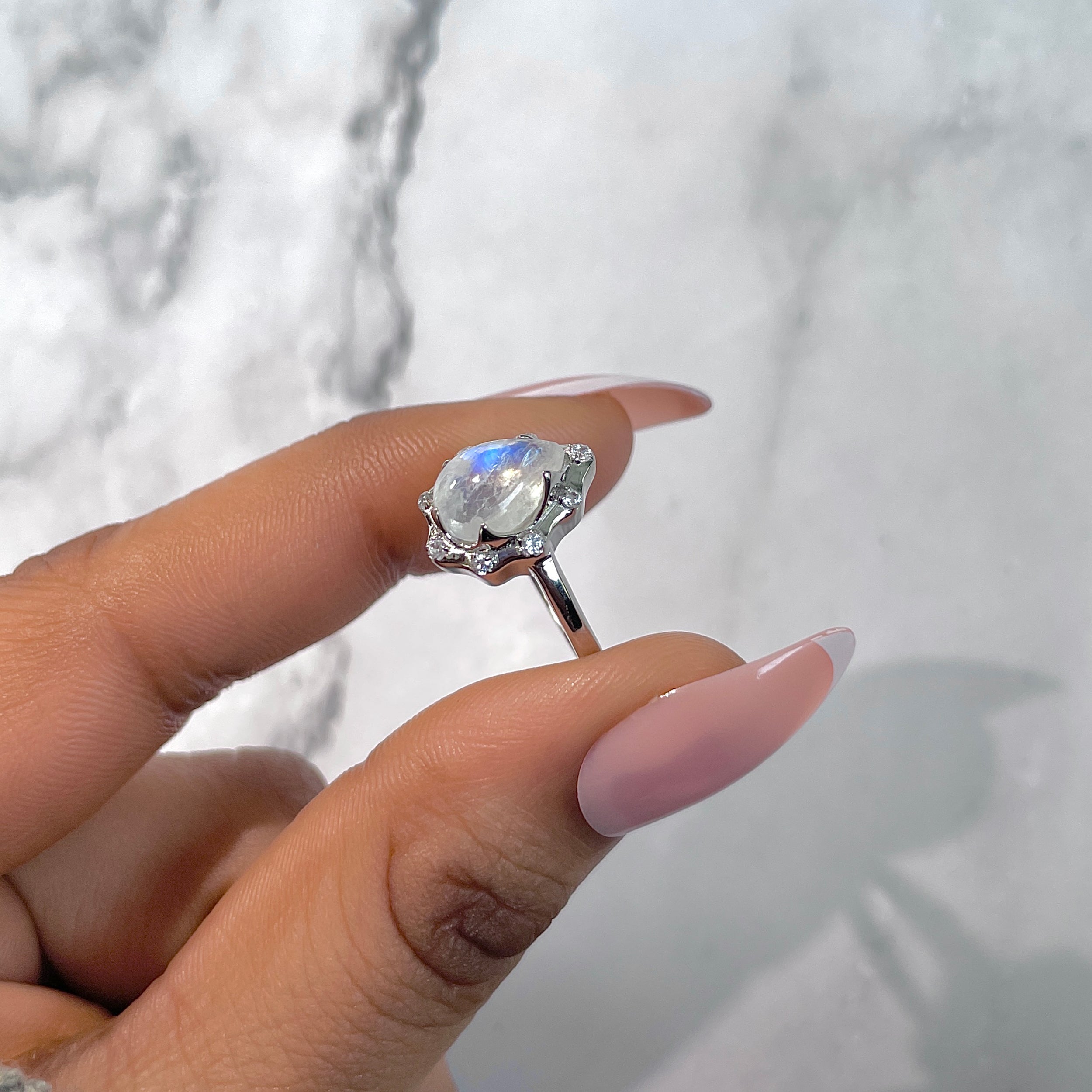 Moonstone & White Topaz Ring-(RBM-RDR-2220.)