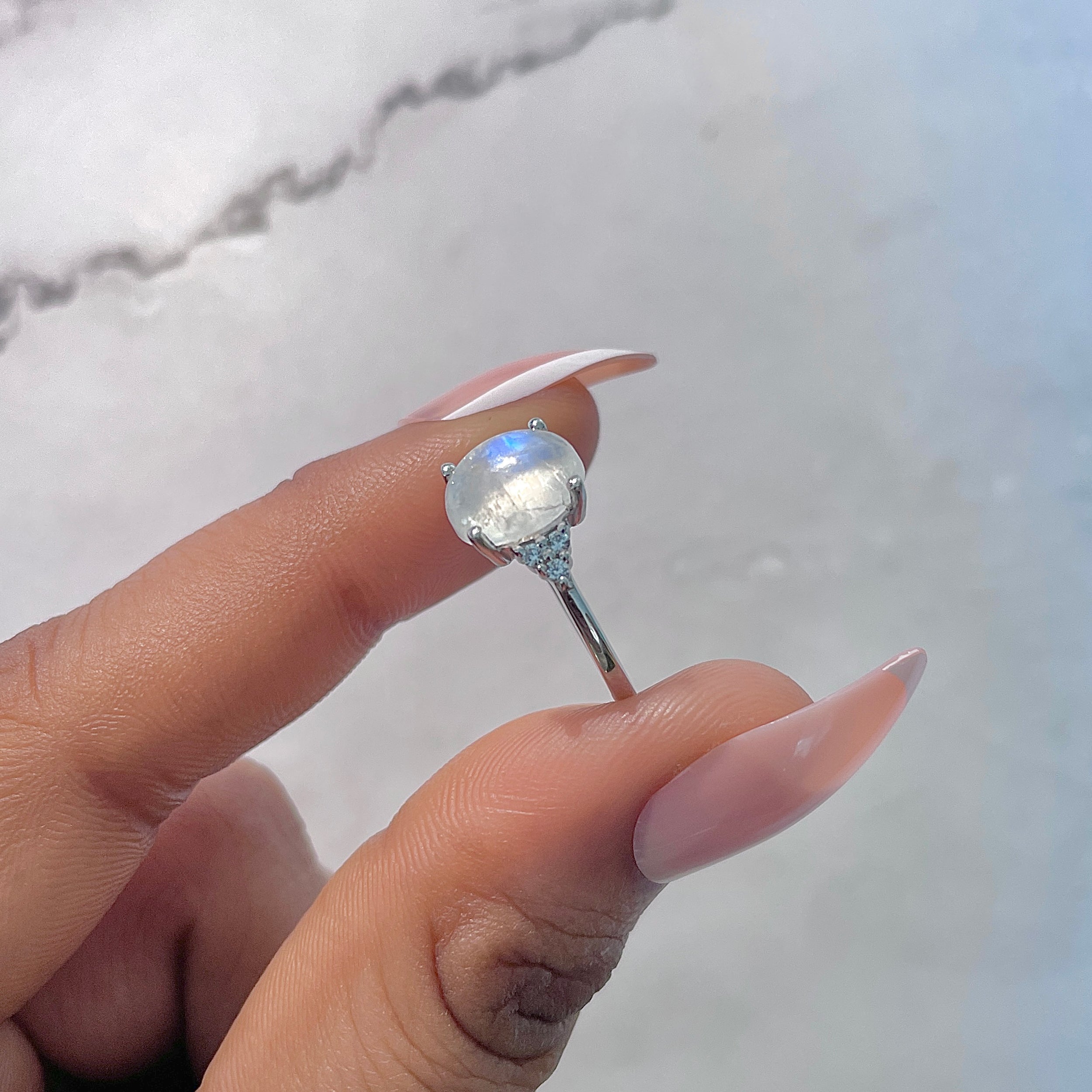 Moonstone & White Topaz Ring-(RBM-RDR-224.)