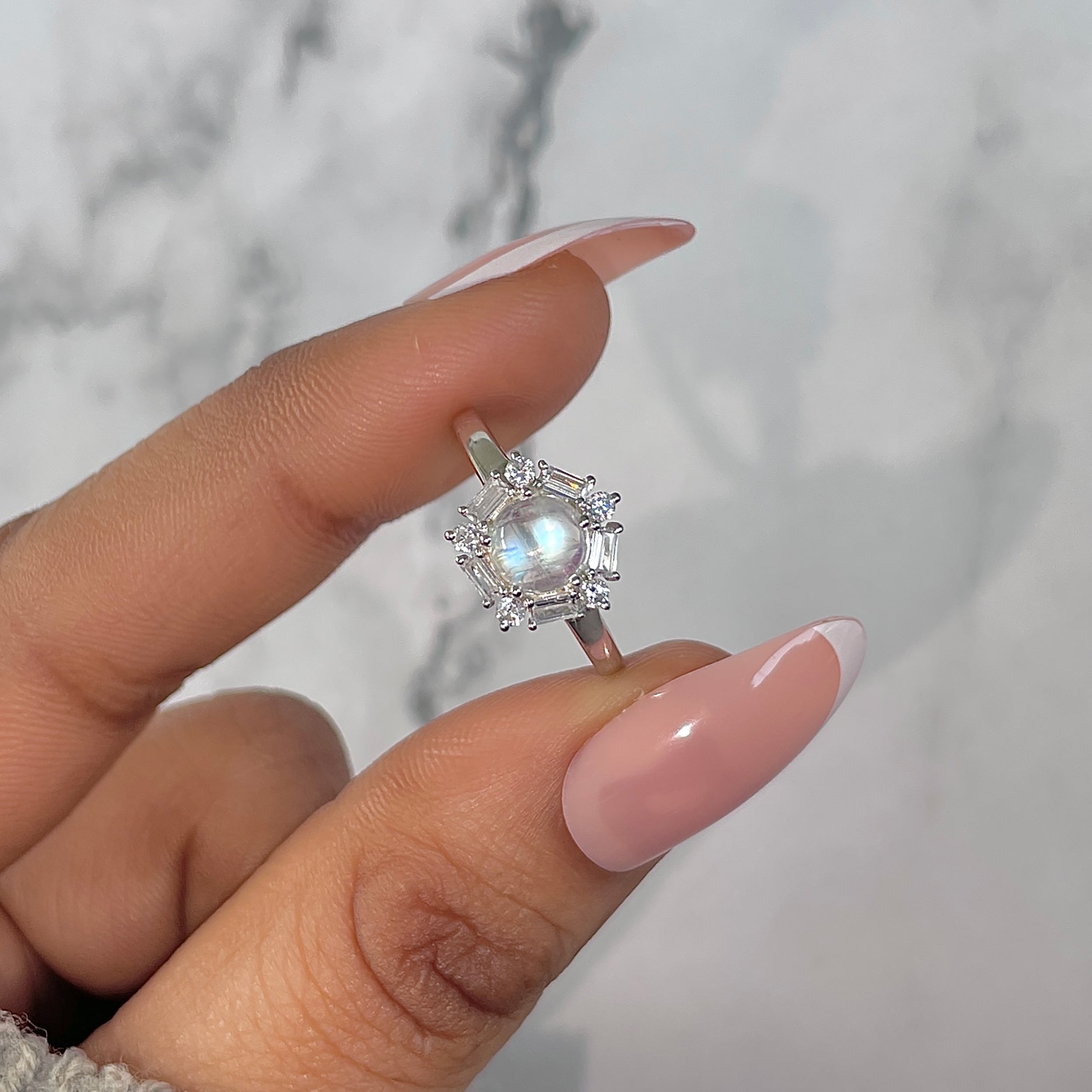 Moonstone & White Topaz Ring-(RBM-RDR-2248.)
