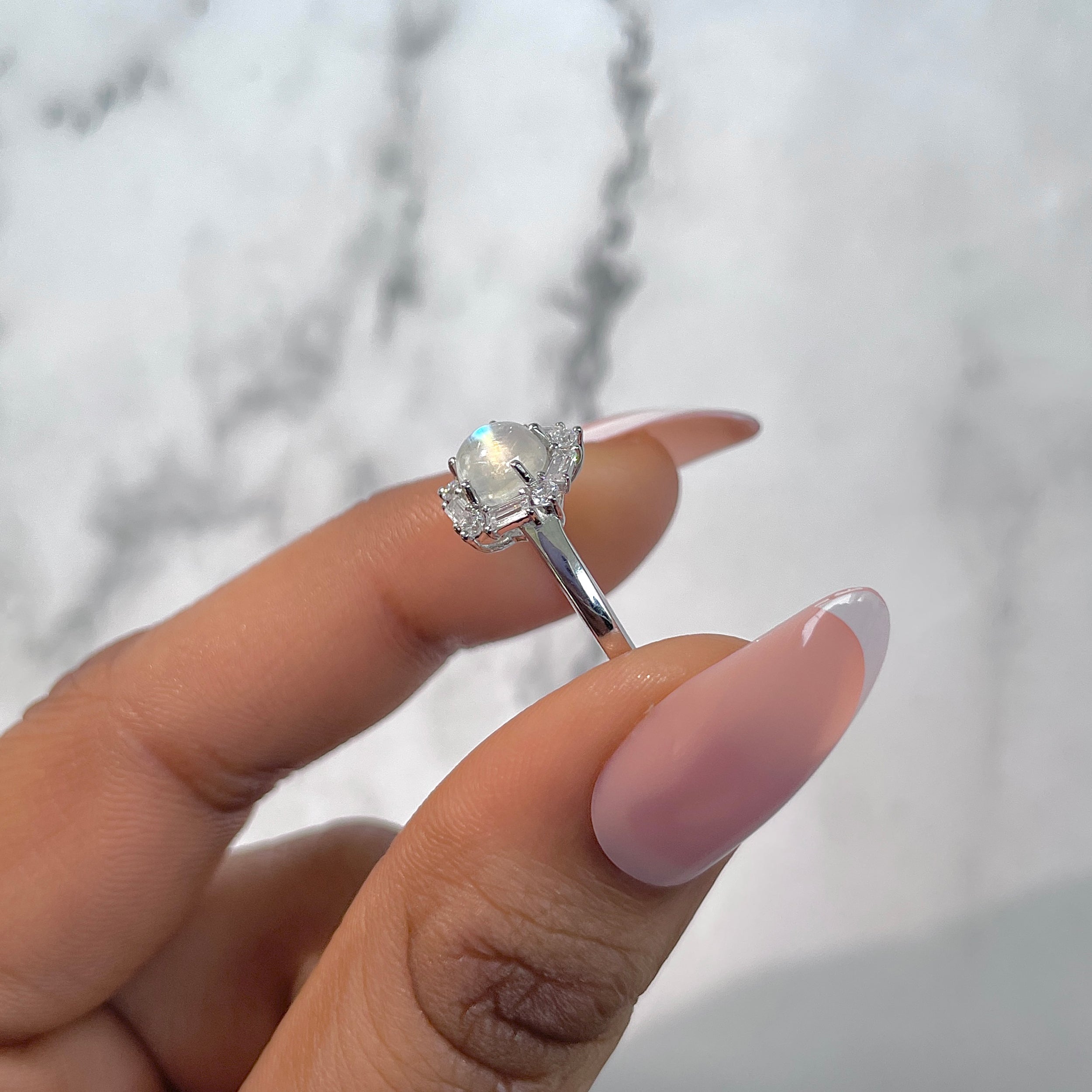 Moonstone & White Topaz Ring-(RBM-RDR-2248.)