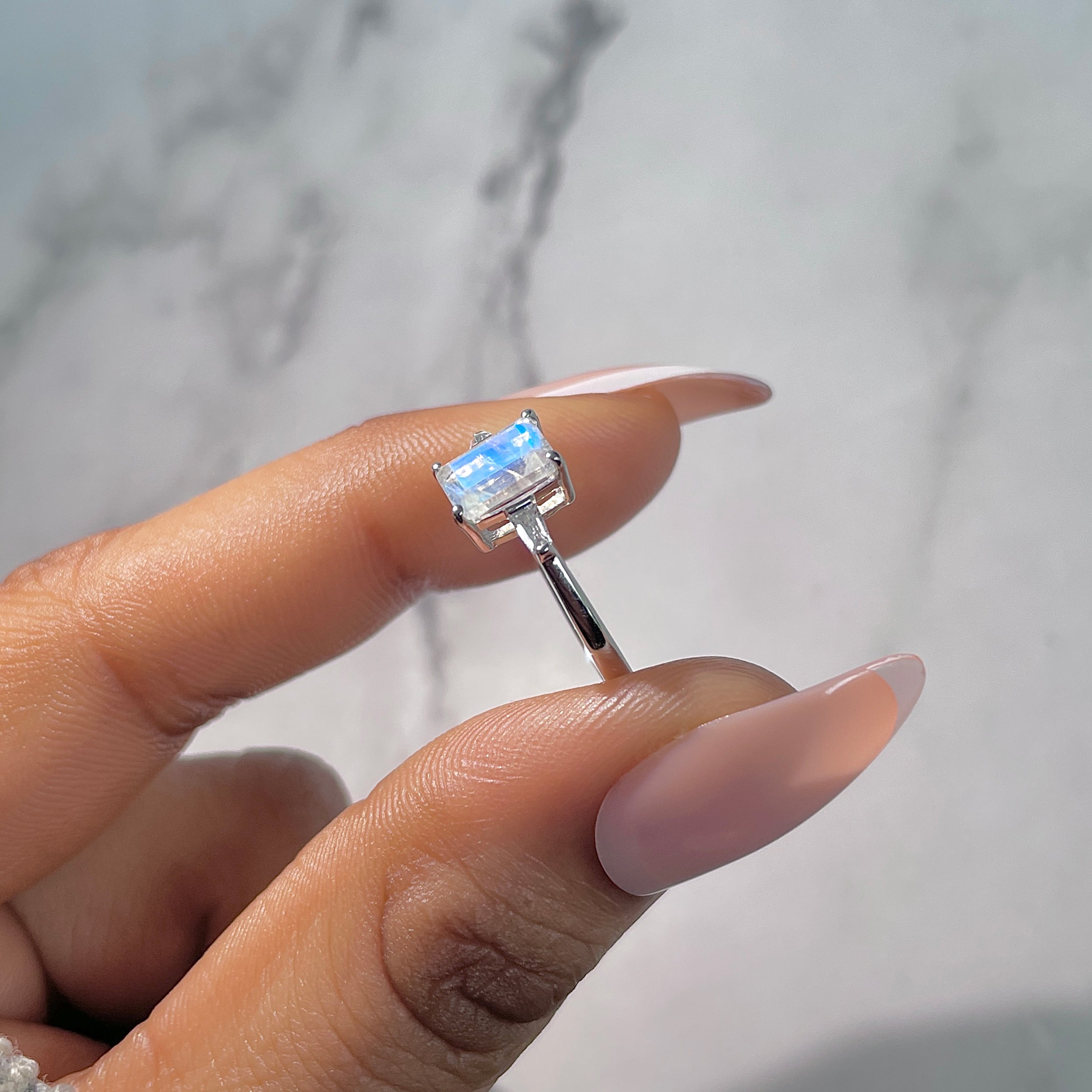 Moonstone & White Topaz Ring-(RBM-RDR-2251.)