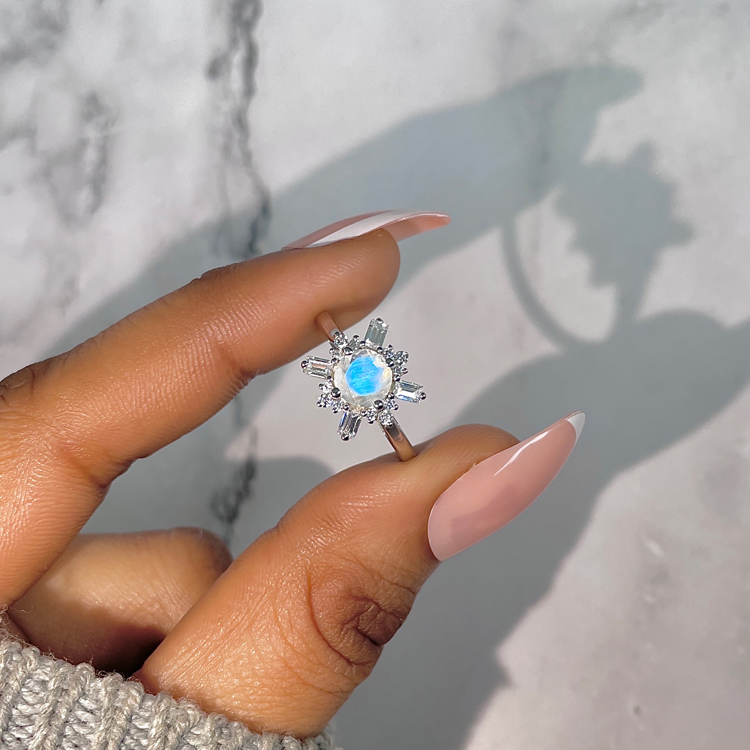 Moonstone & White Topaz Ring-(RBM-RDR-2264.)