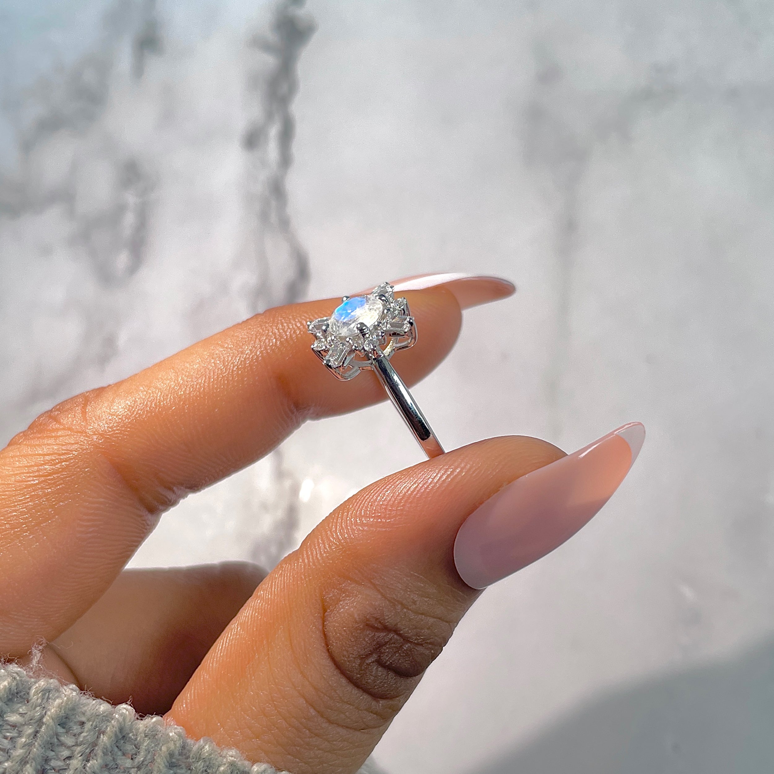 Moonstone & White Topaz Ring-(RBM-RDR-2264.)