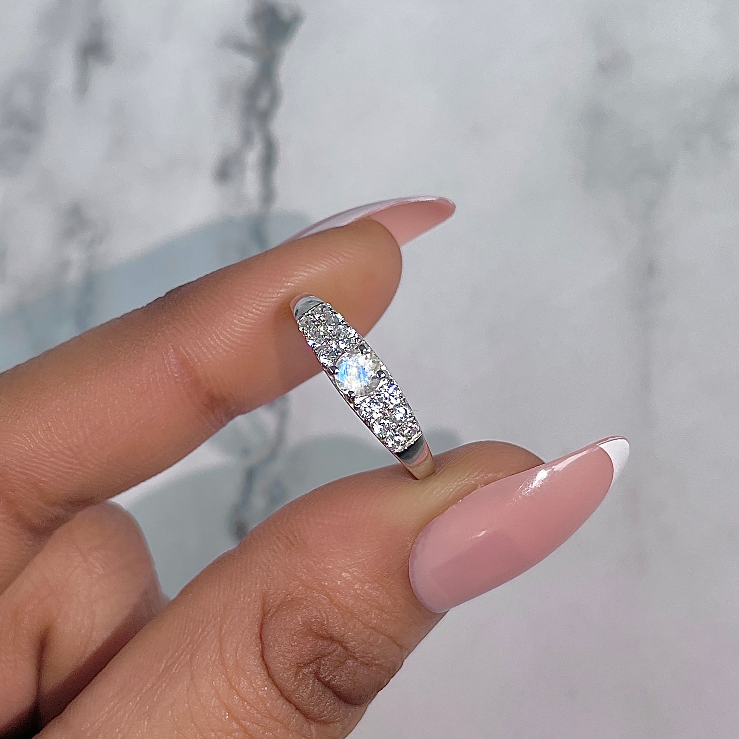 Moonstone & White Topaz Ring-(RBM-RDR-2270.)