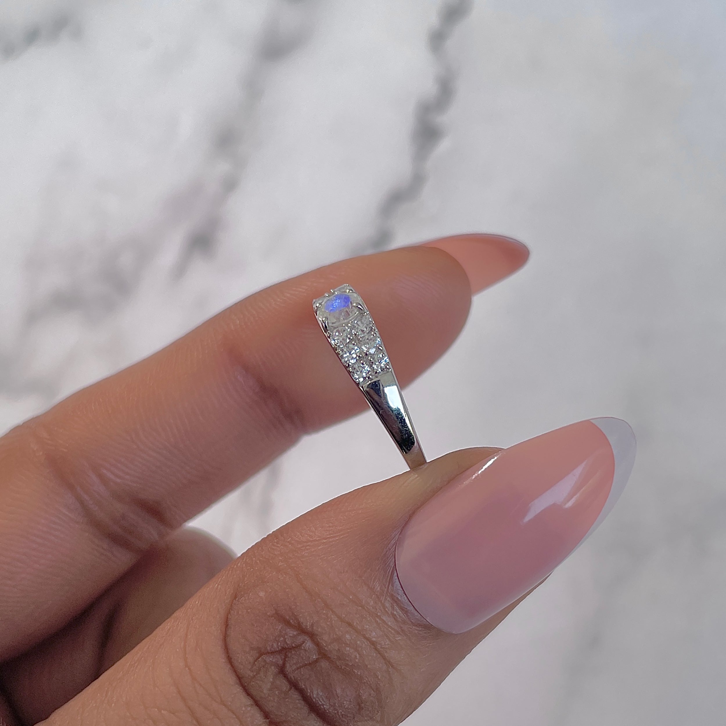 Moonstone & White Topaz Ring-(RBM-RDR-2270.)