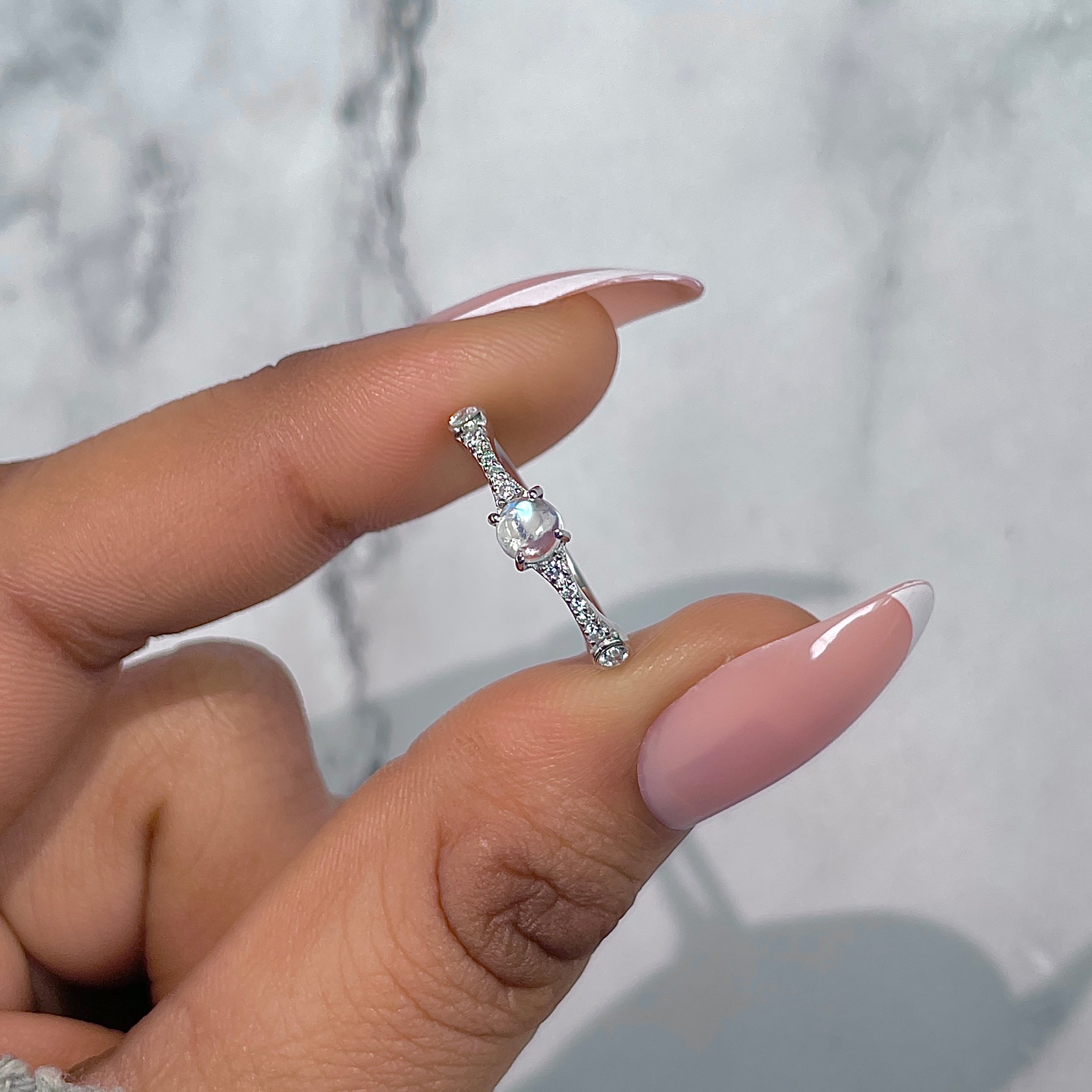 Moonstone & White Topaz Ring-(RBM-RDR-2276.)