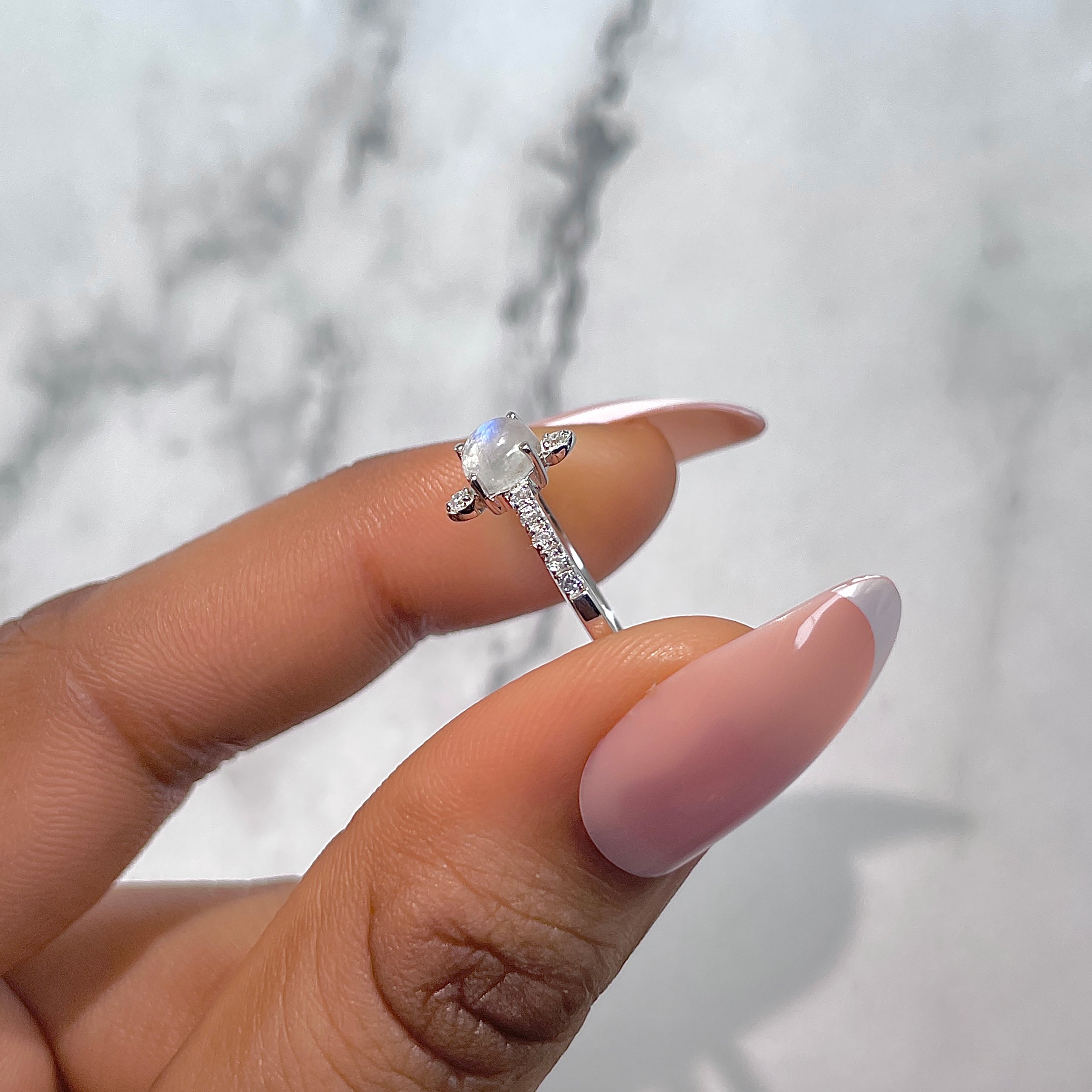 Moonstone & White Topaz Ring-(RBM-RDR-2282.)