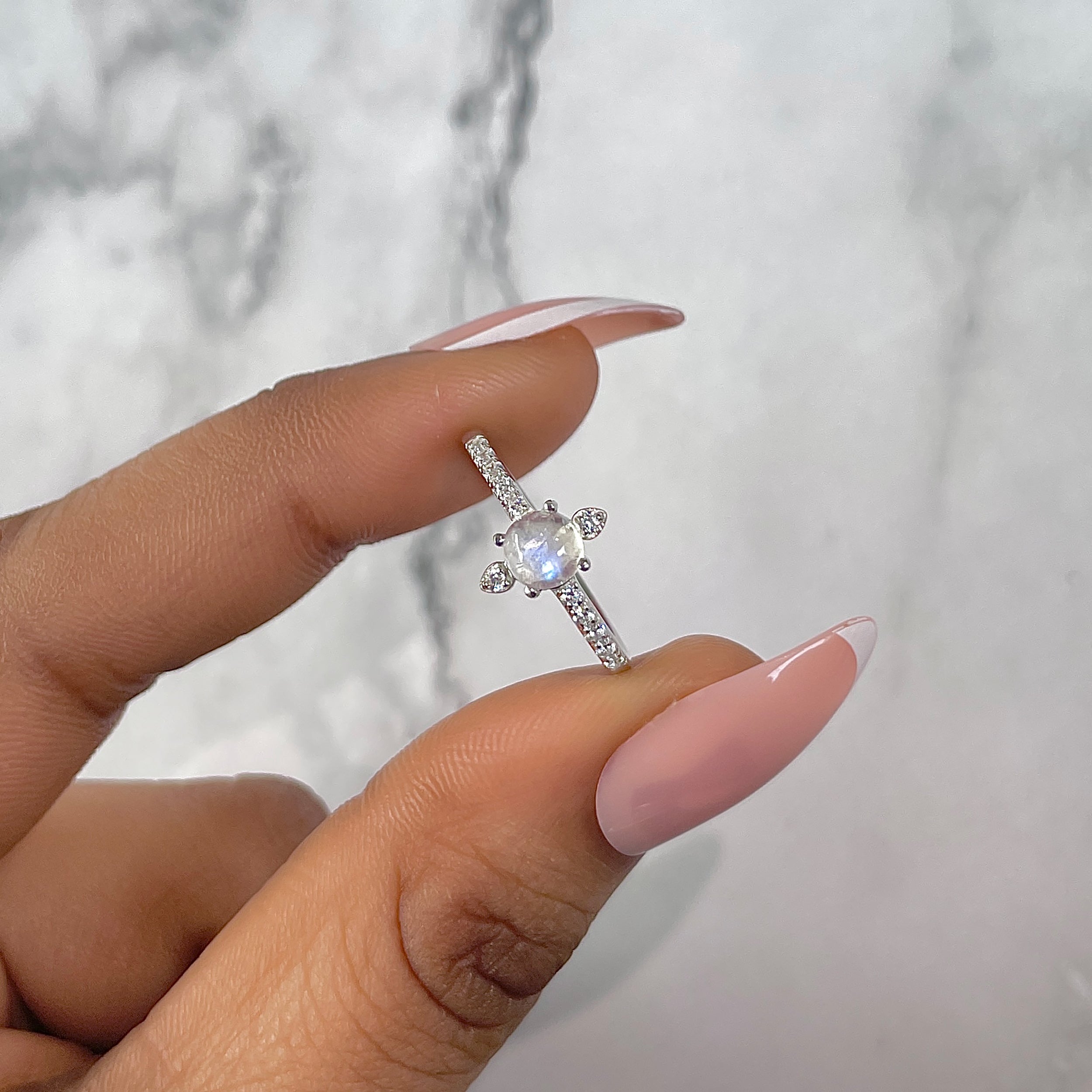 Moonstone & White Topaz Ring-(RBM-RDR-2282.)