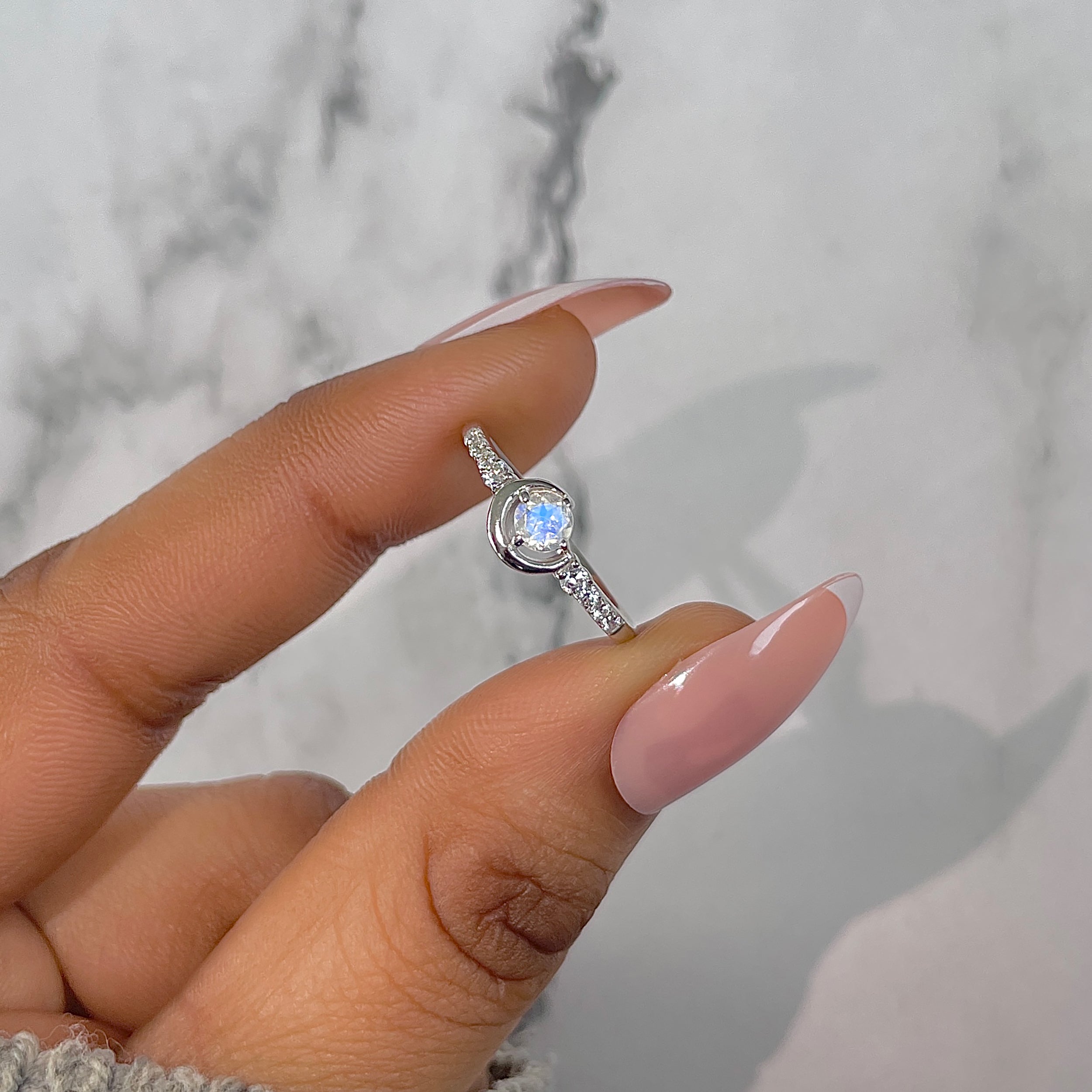 Moonstone & White Topaz Ring-(RBM-RDR-2292.)