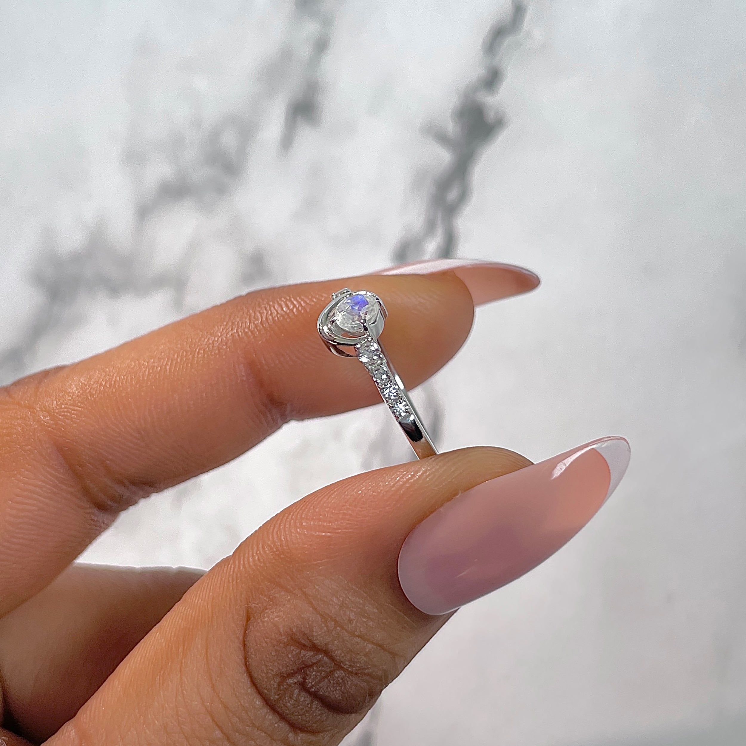 Moonstone & White Topaz Ring-(RBM-RDR-2292.)