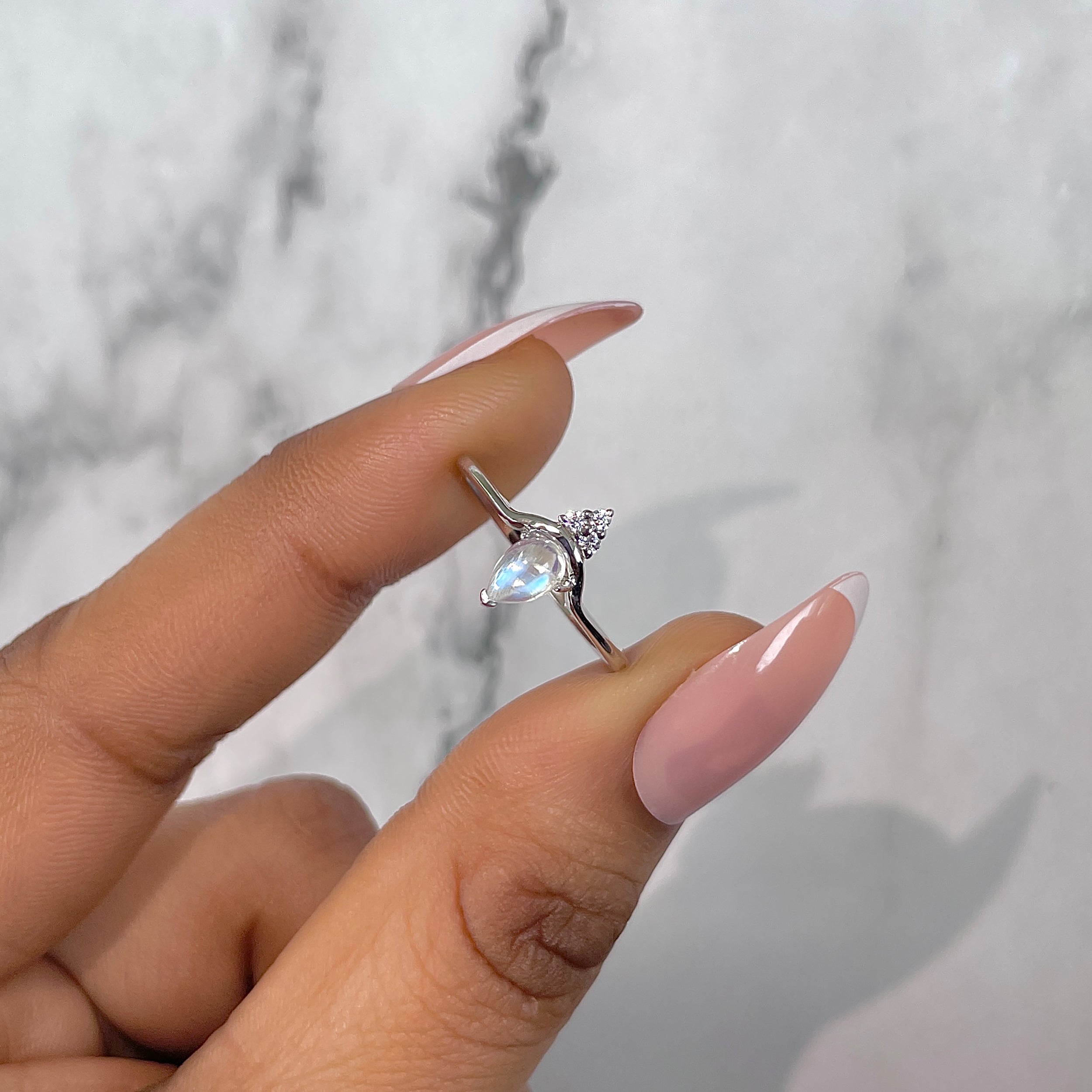 Moonstone & White Topaz Ring-(RBM-RDR-2298.)