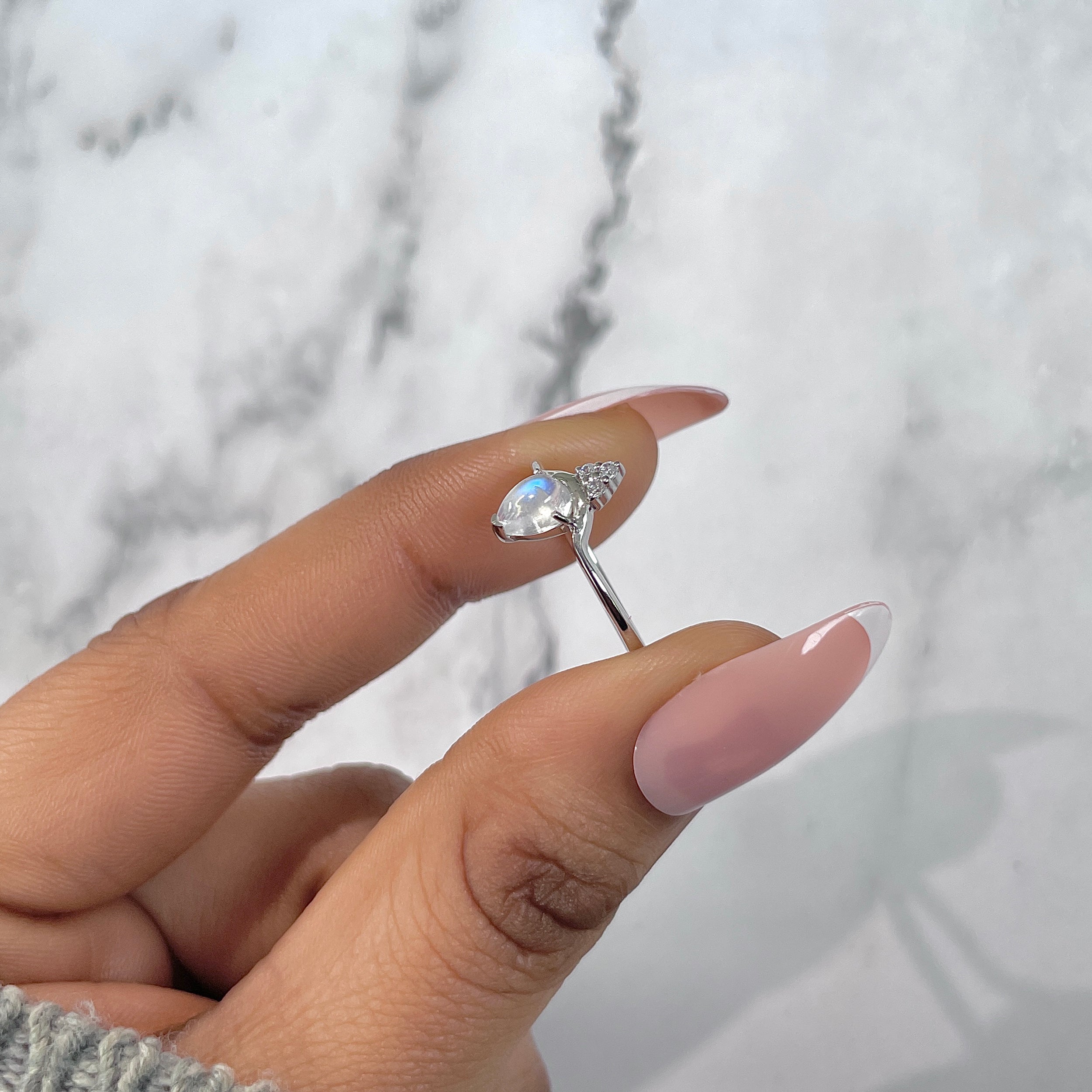 Moonstone & White Topaz Ring-(RBM-RDR-2298.)