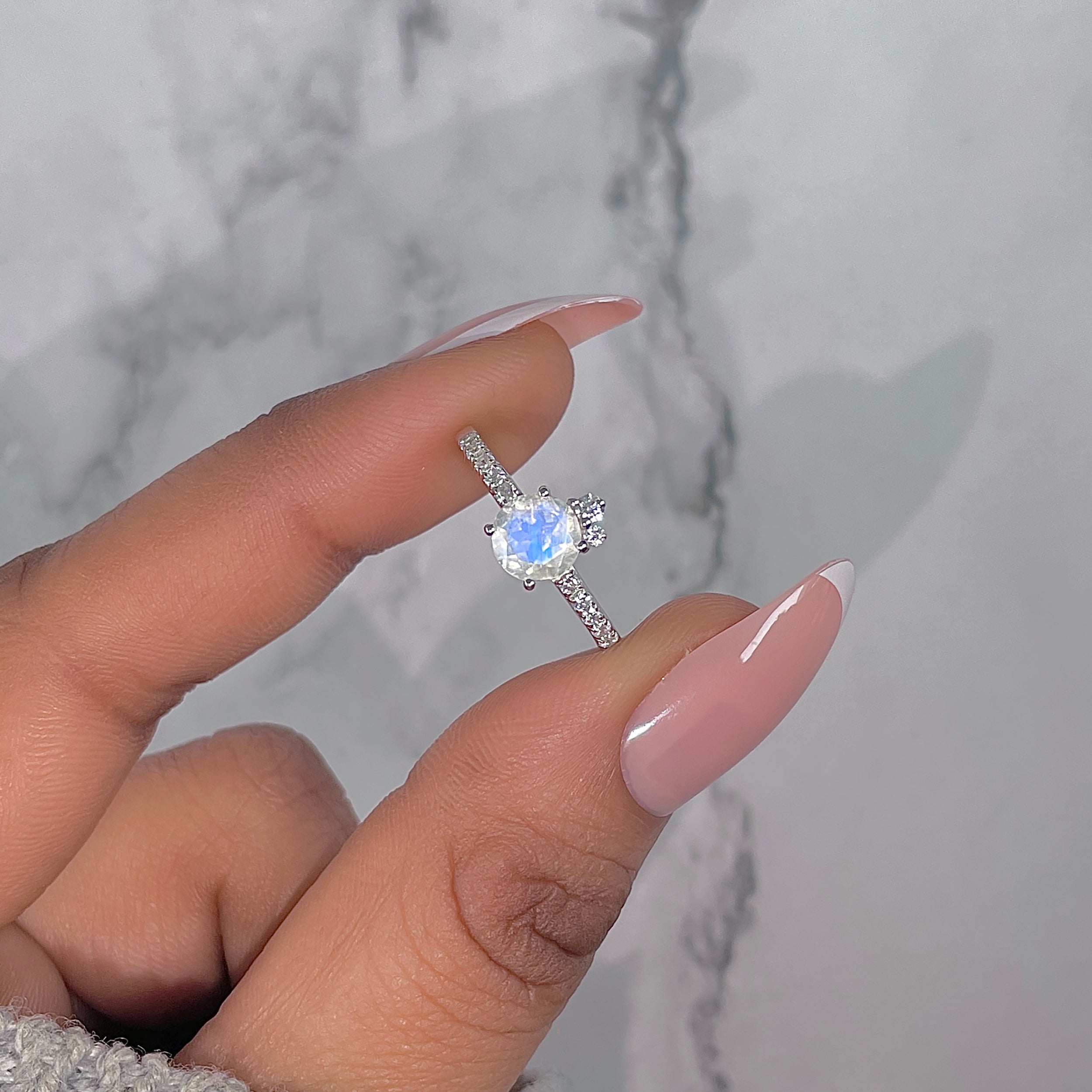 Moonstone & White Topaz Ring-(RBM-RDR-2303.)