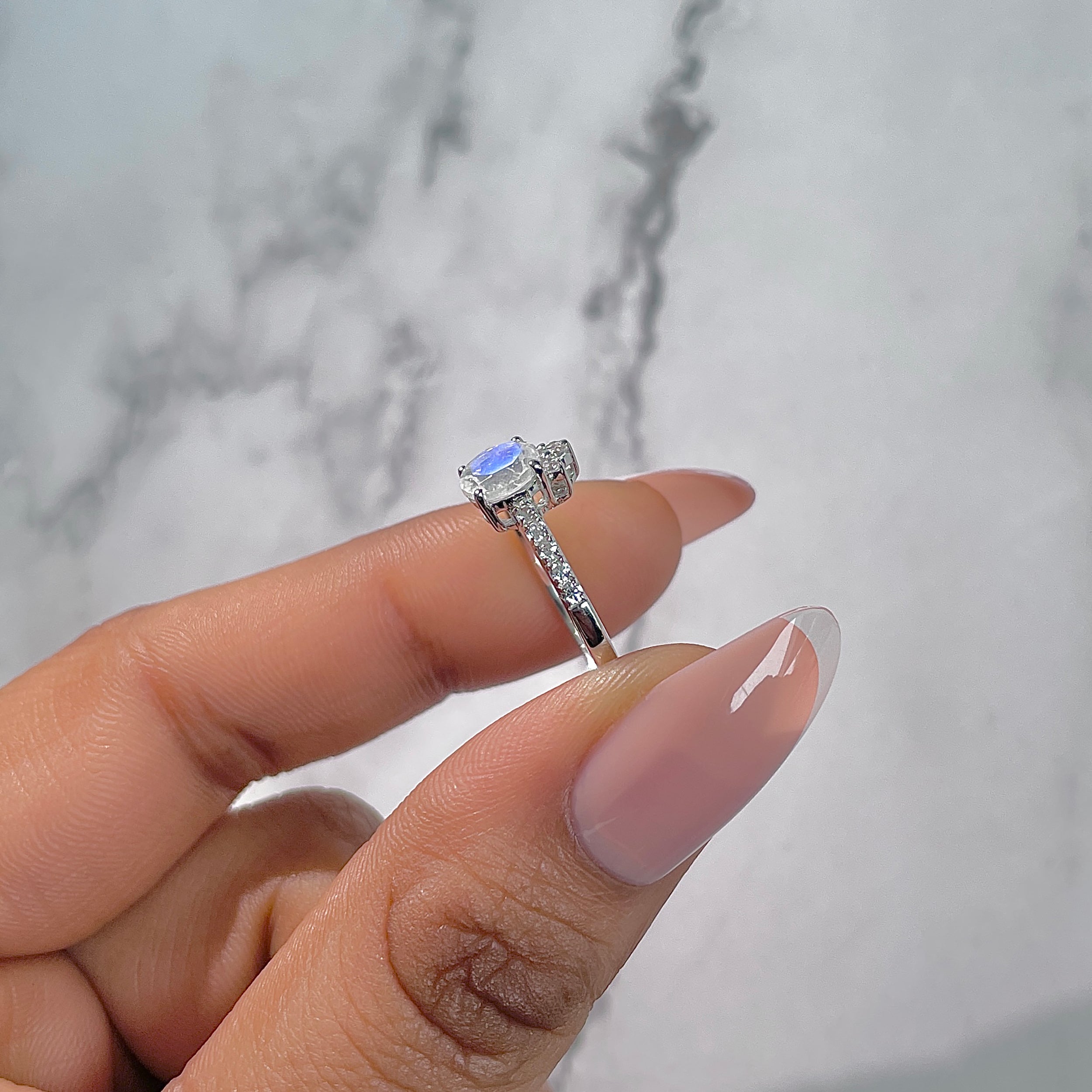 Moonstone & White Topaz Ring-(RBM-RDR-2303.)