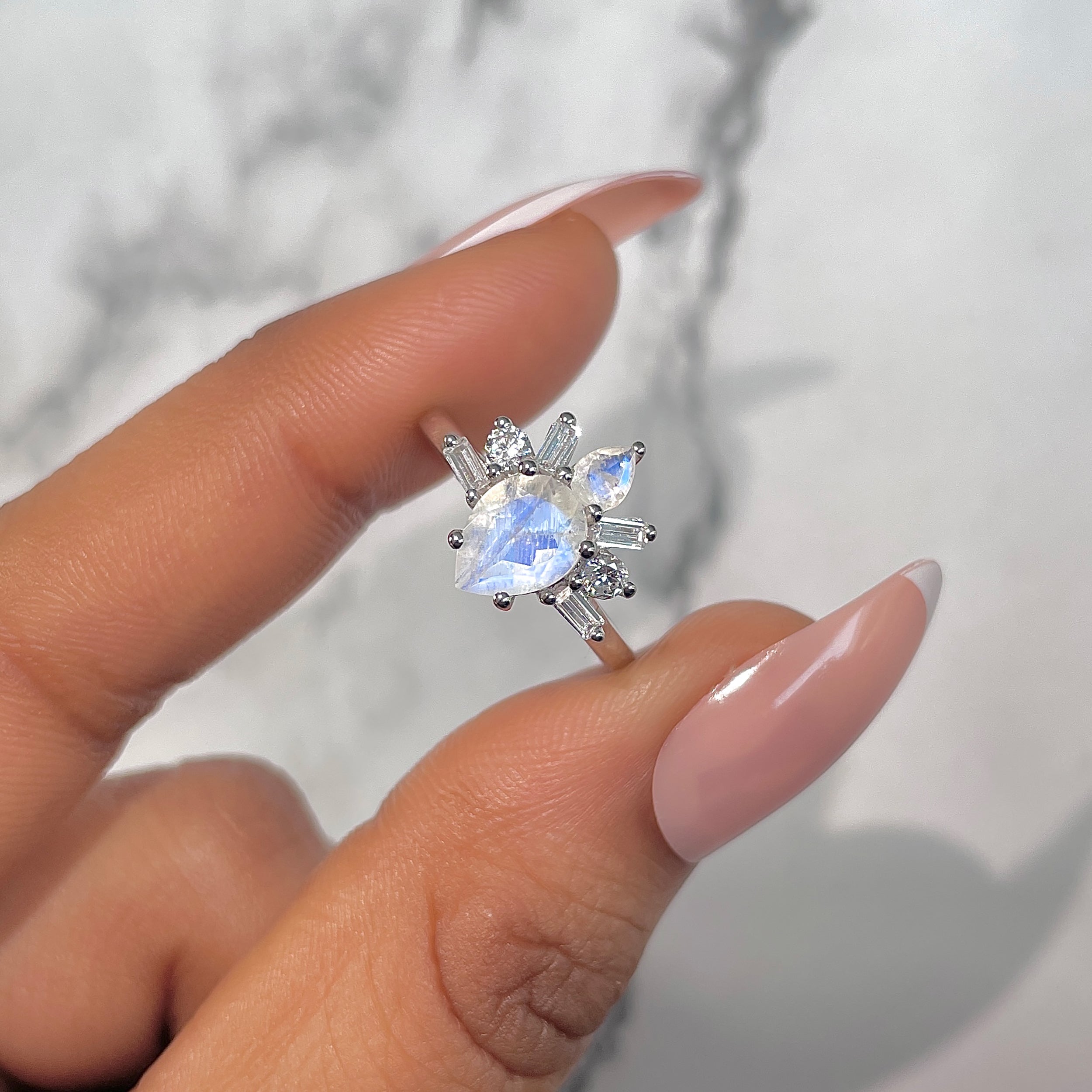 Moonstone & White Topaz Ring-(RBM-RDR-2521.)