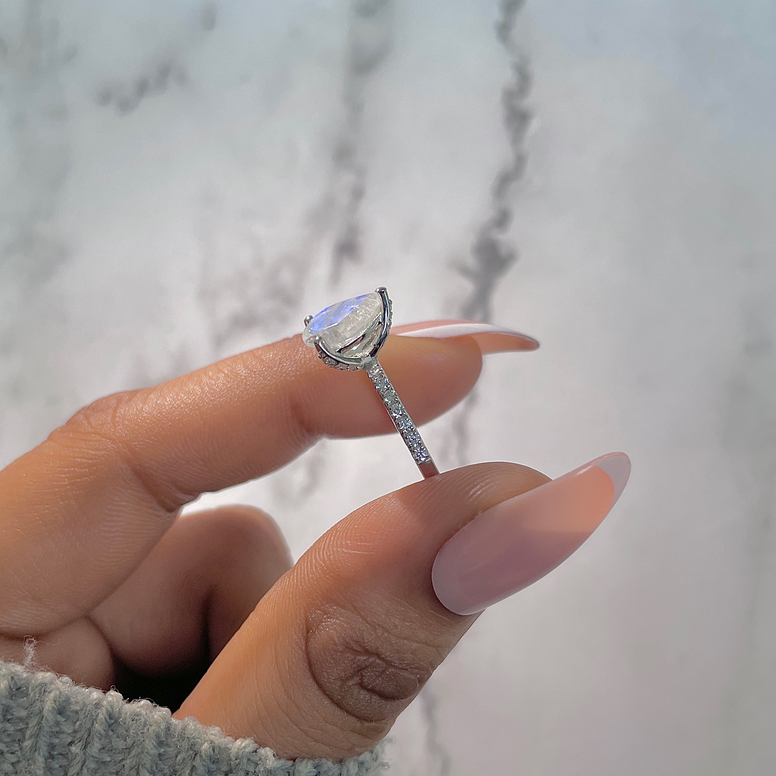 Moonstone & White Topaz Ring-(RBM-RDR-2860.)