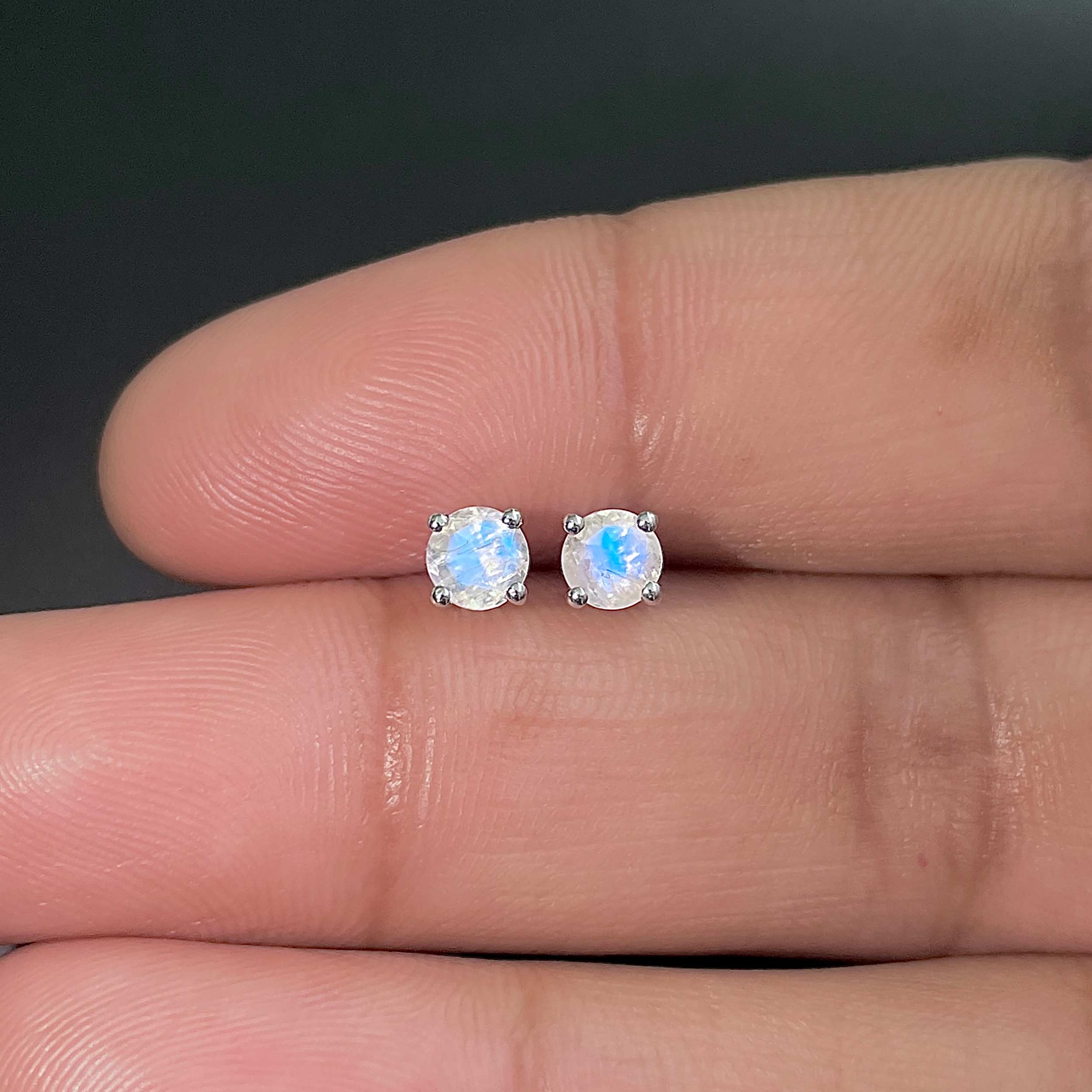 Moonstone Stud Earrings-(RBM-SE-1023.)