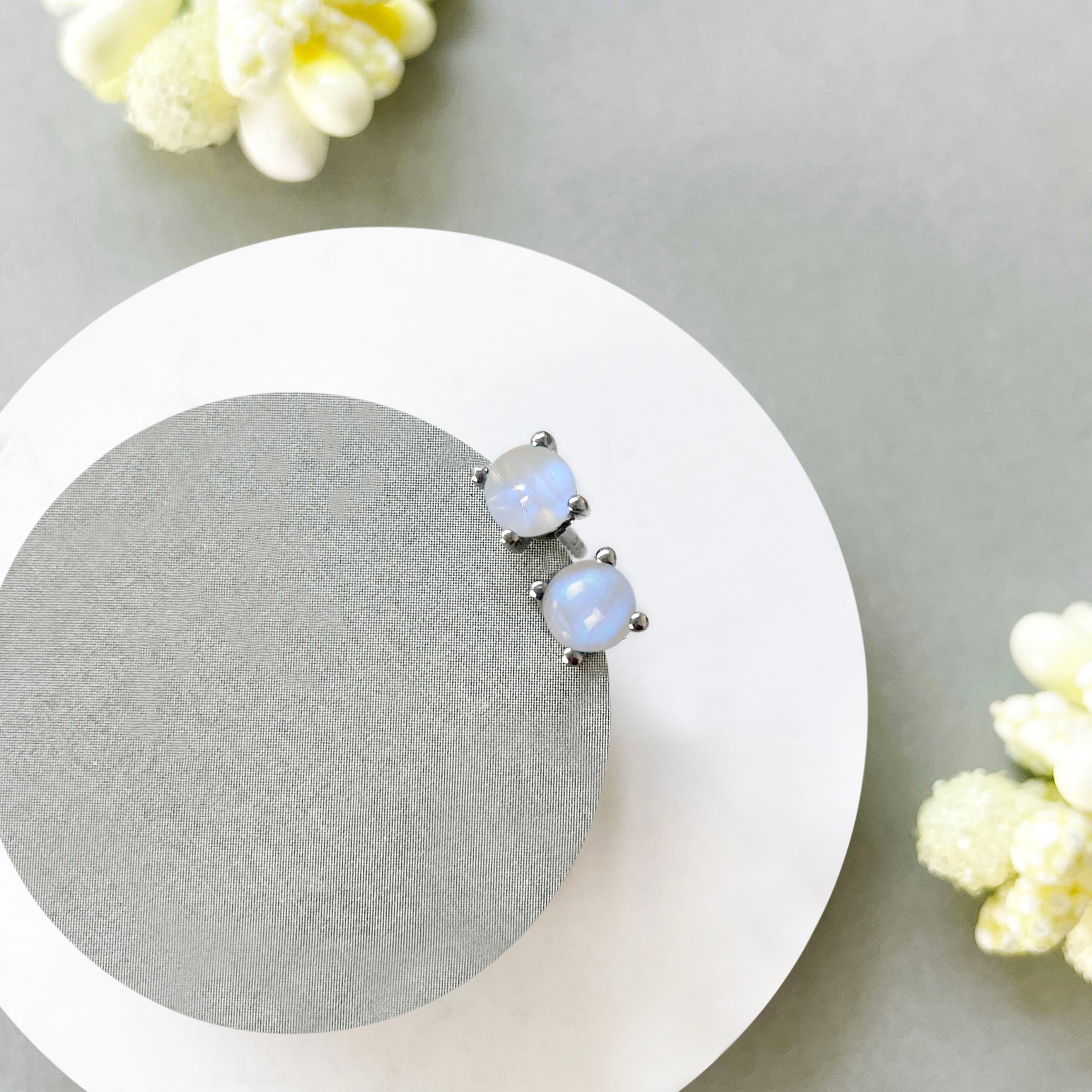 Moonstone Stud Earring-(RBM-SE-1068.)