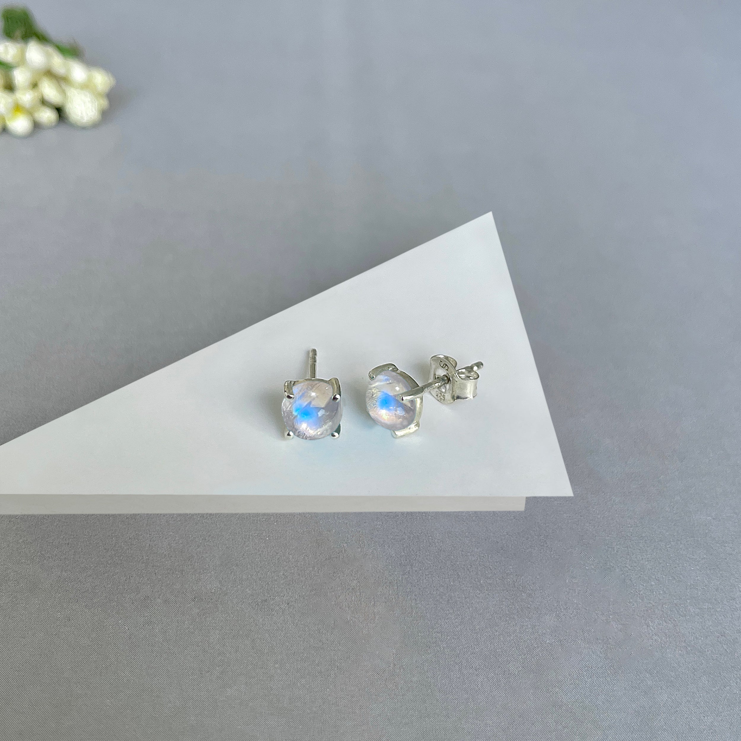 Moonstone Stud Earrings-(RBM-SE-1069.)