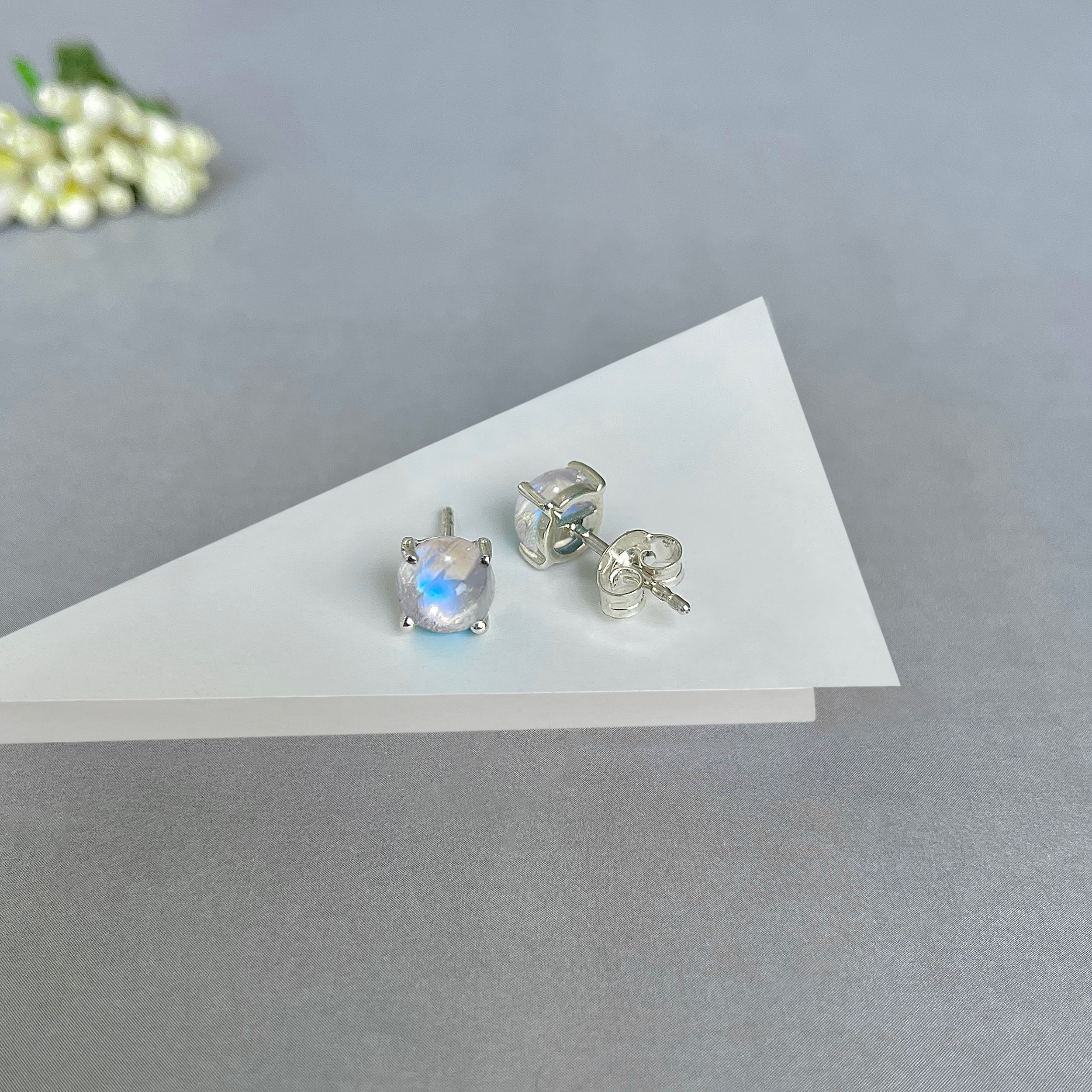 Moonstone Stud Earrings-(RBM-SE-1069.)
