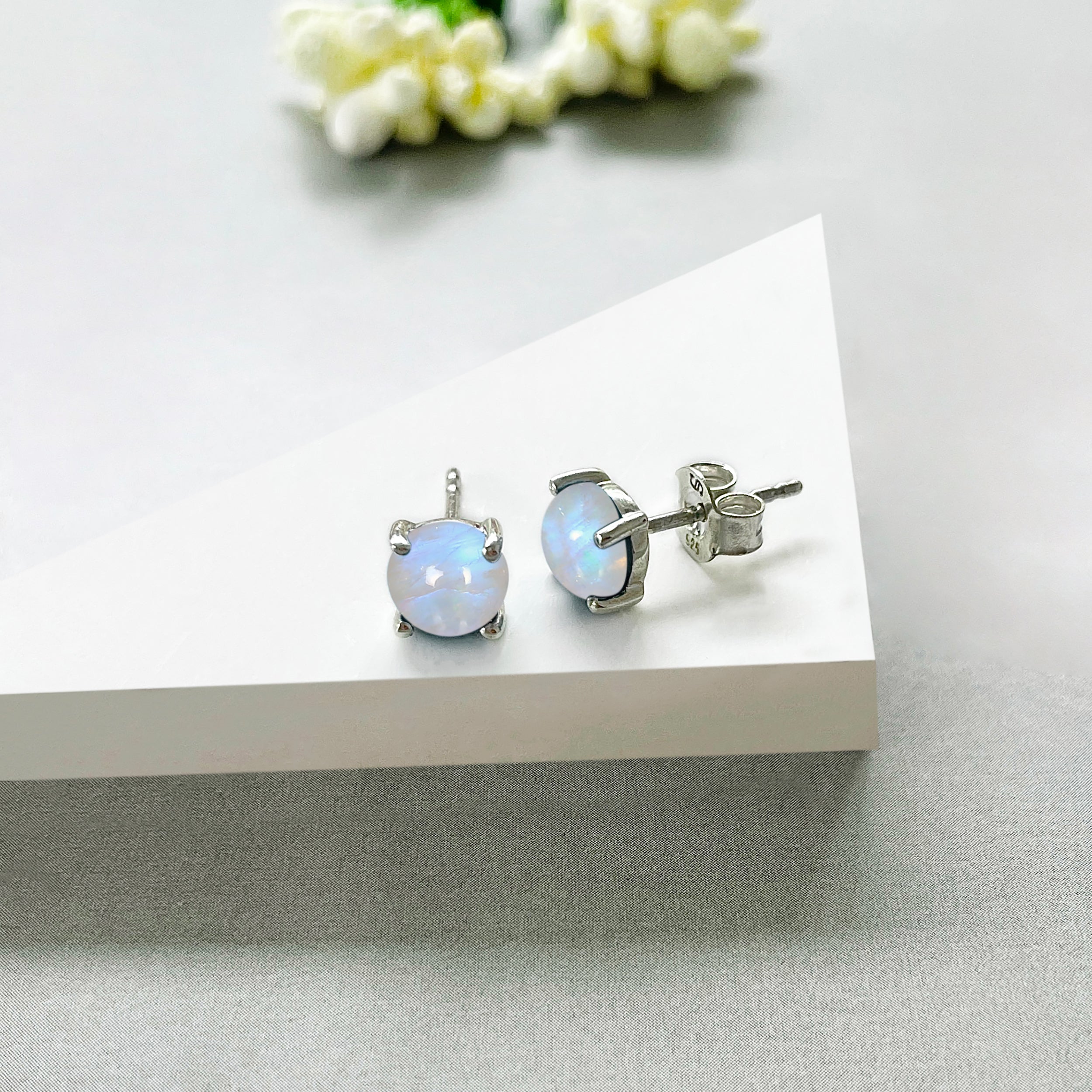 Moonstone Stud Earring-(RBM-SE-1069.)