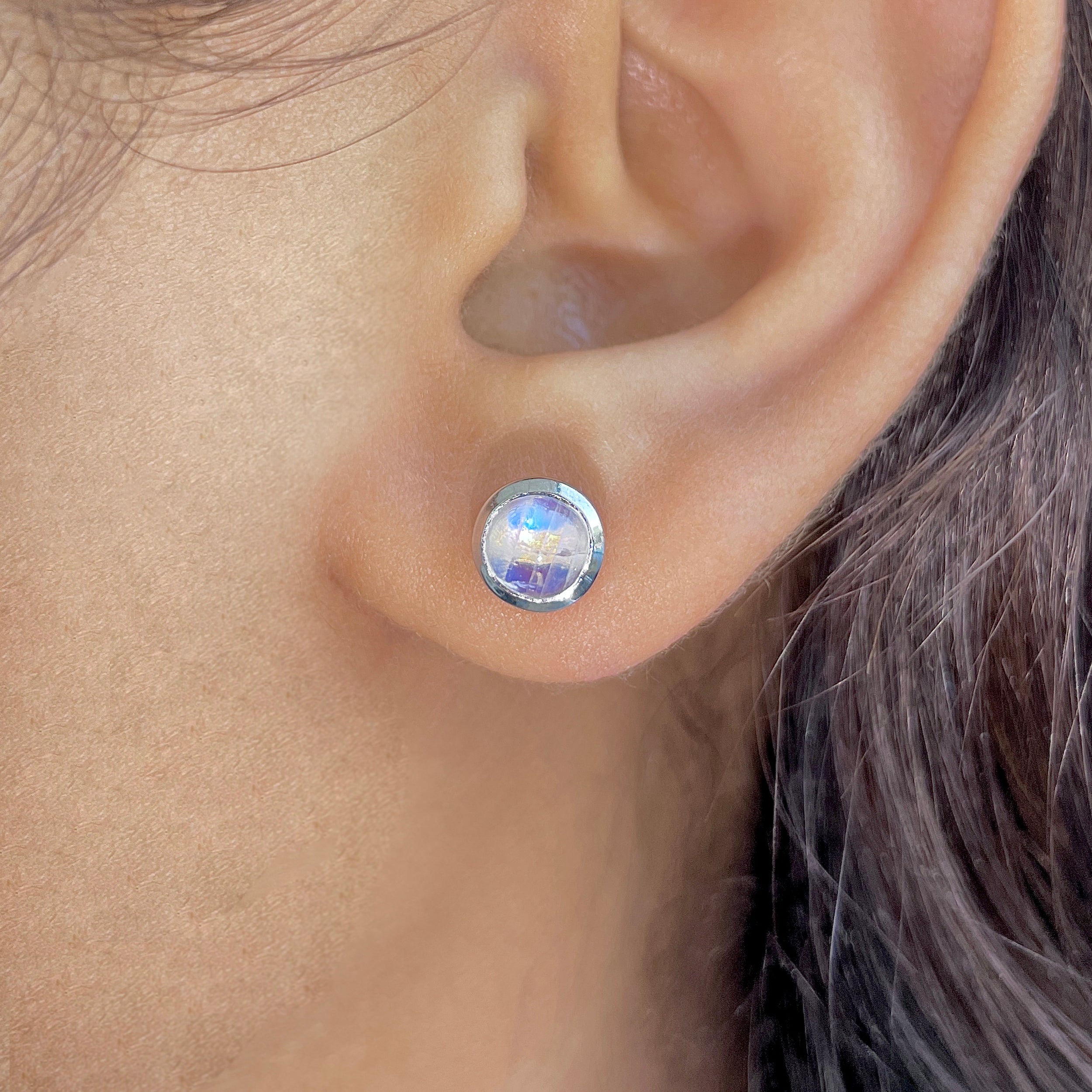 Moonstone Stud Earring-(RBM-SE-1073.)
