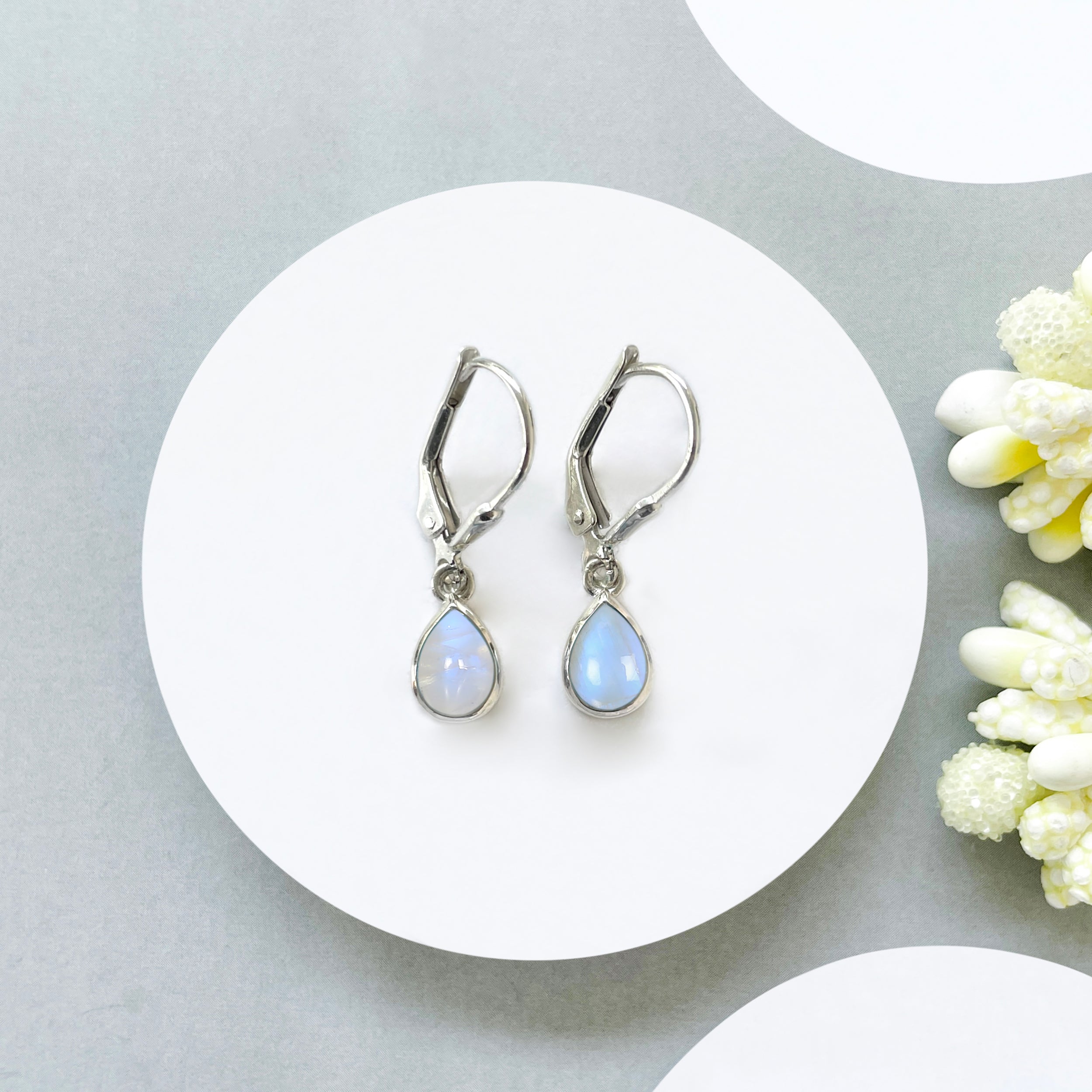 Moonstone Leverback Earring-(RBM-SE-1109.)