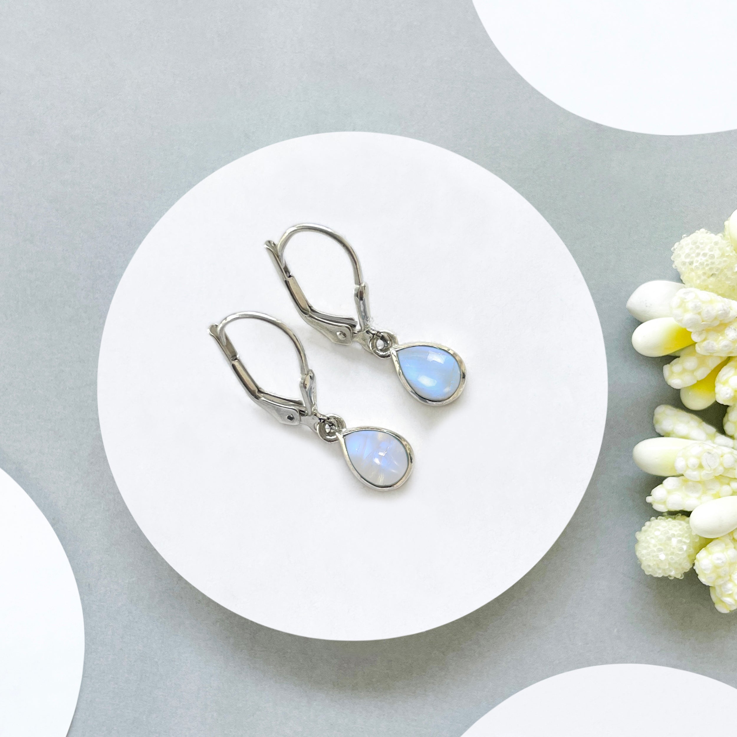 Moonstone Leverback Earring-(RBM-SE-1109.)