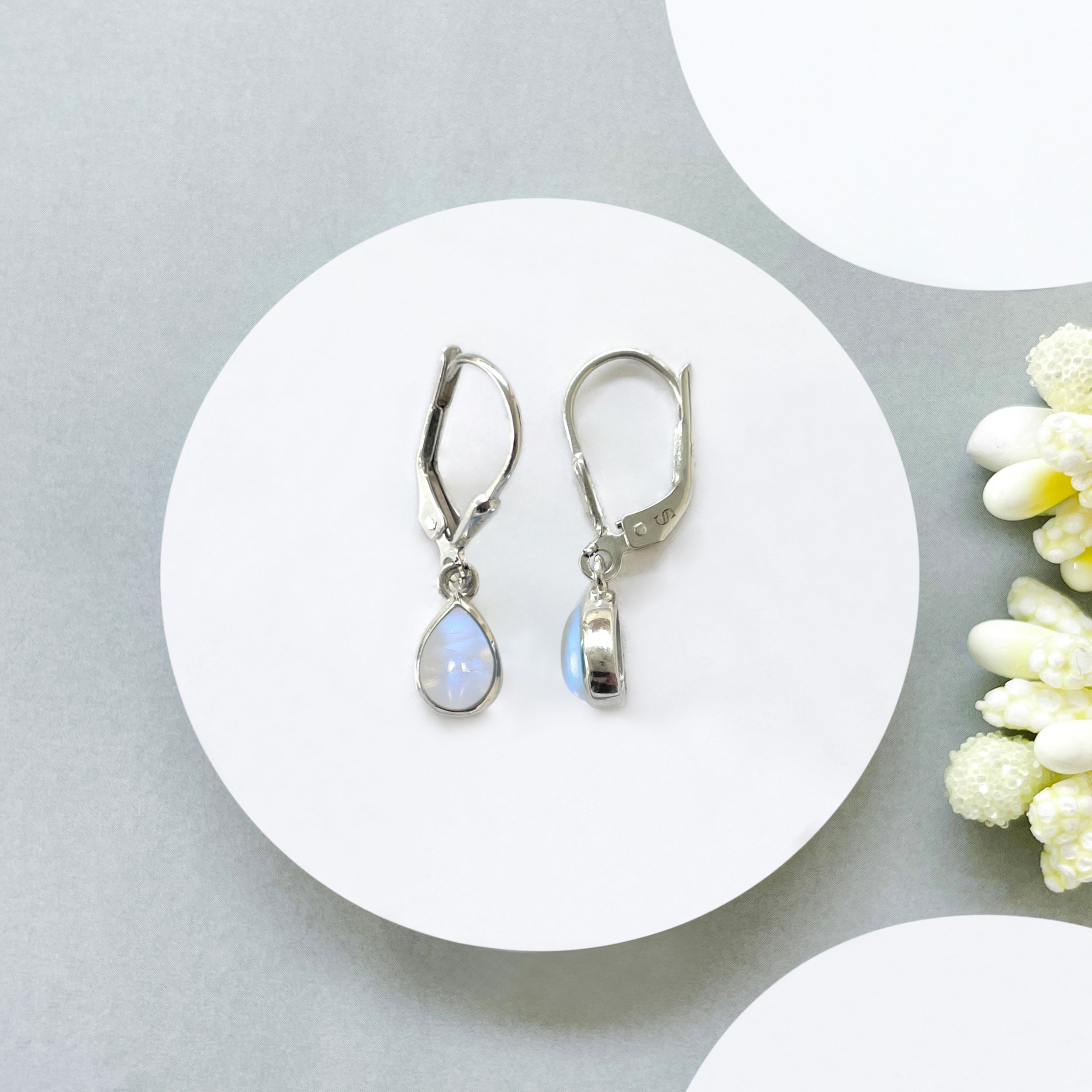 Moonstone Leverback Earring-(RBM-SE-1109.)