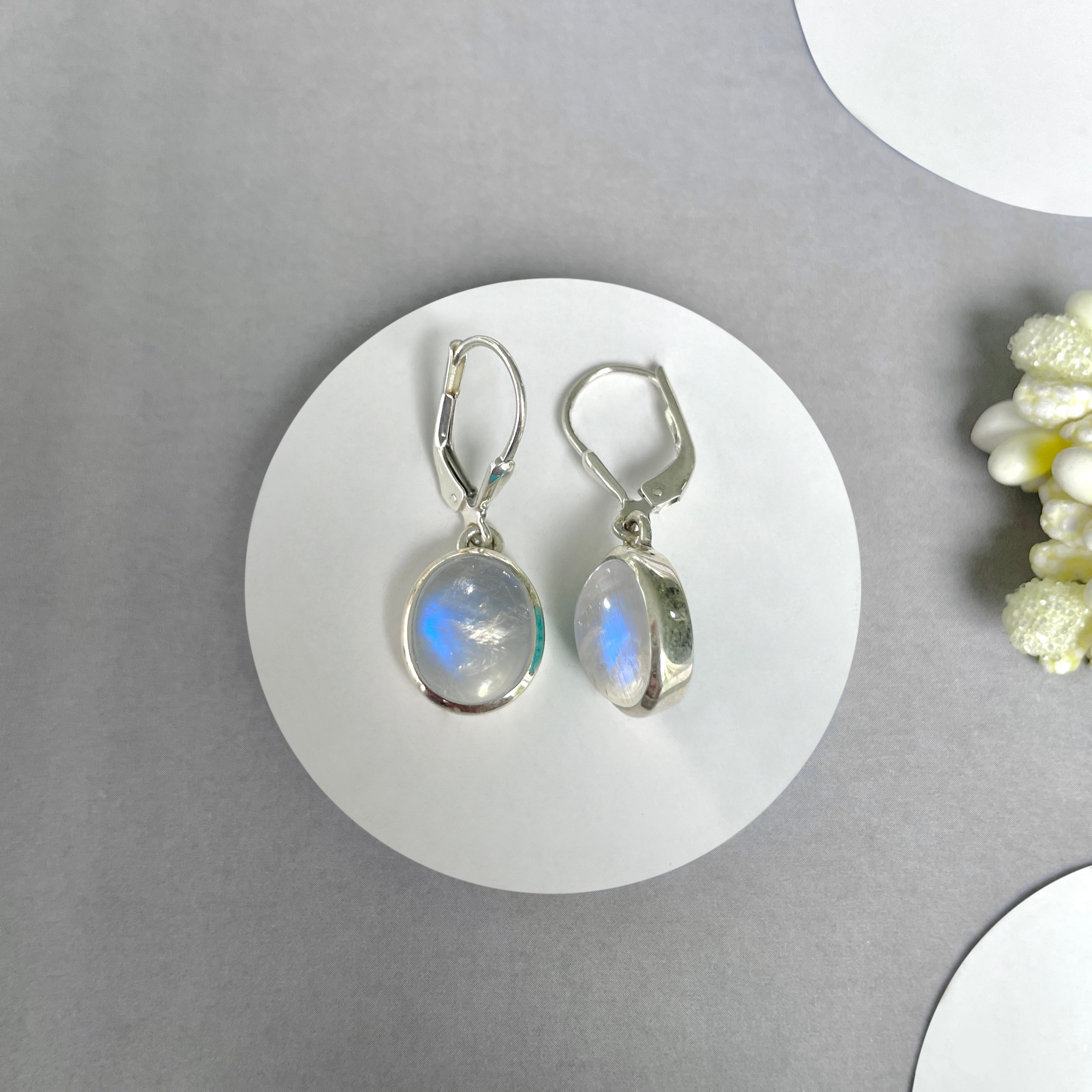 Moonstone Leverback Earrings-(RBM-SE-1116.)