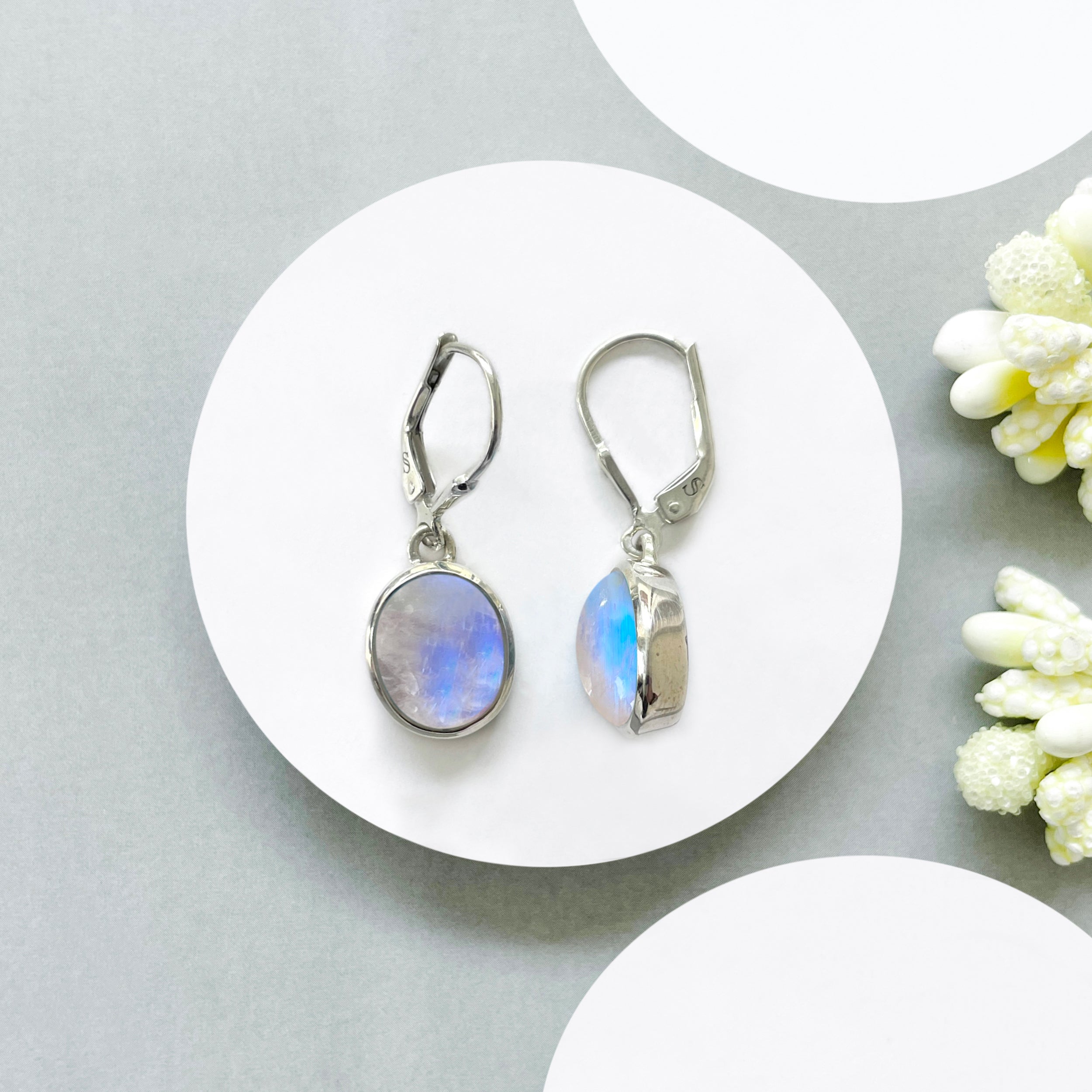 Moonstone Leverback Earring-(RBM-SE-1116.)