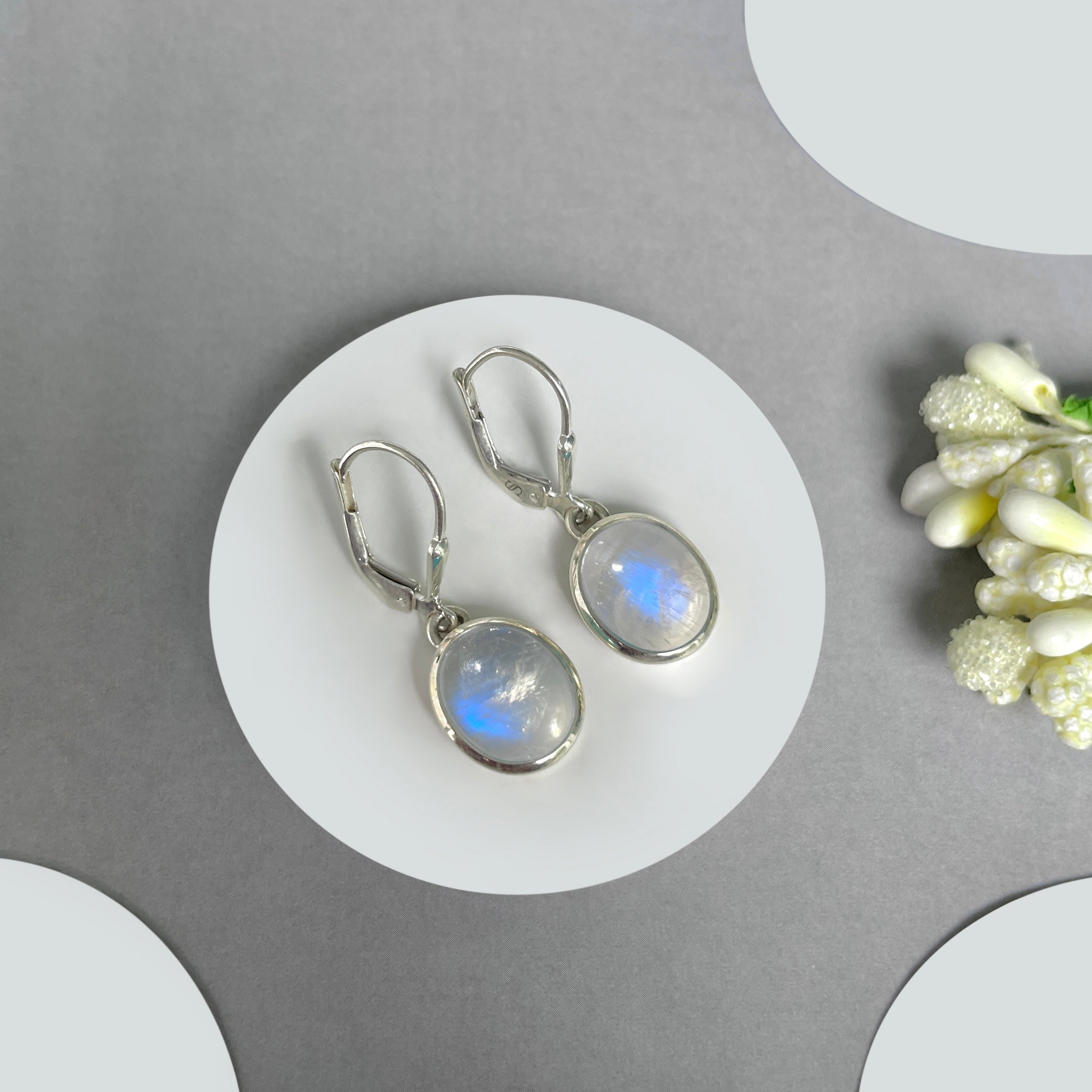 Moonstone Leverback Earrings-(RBM-SE-1116.)