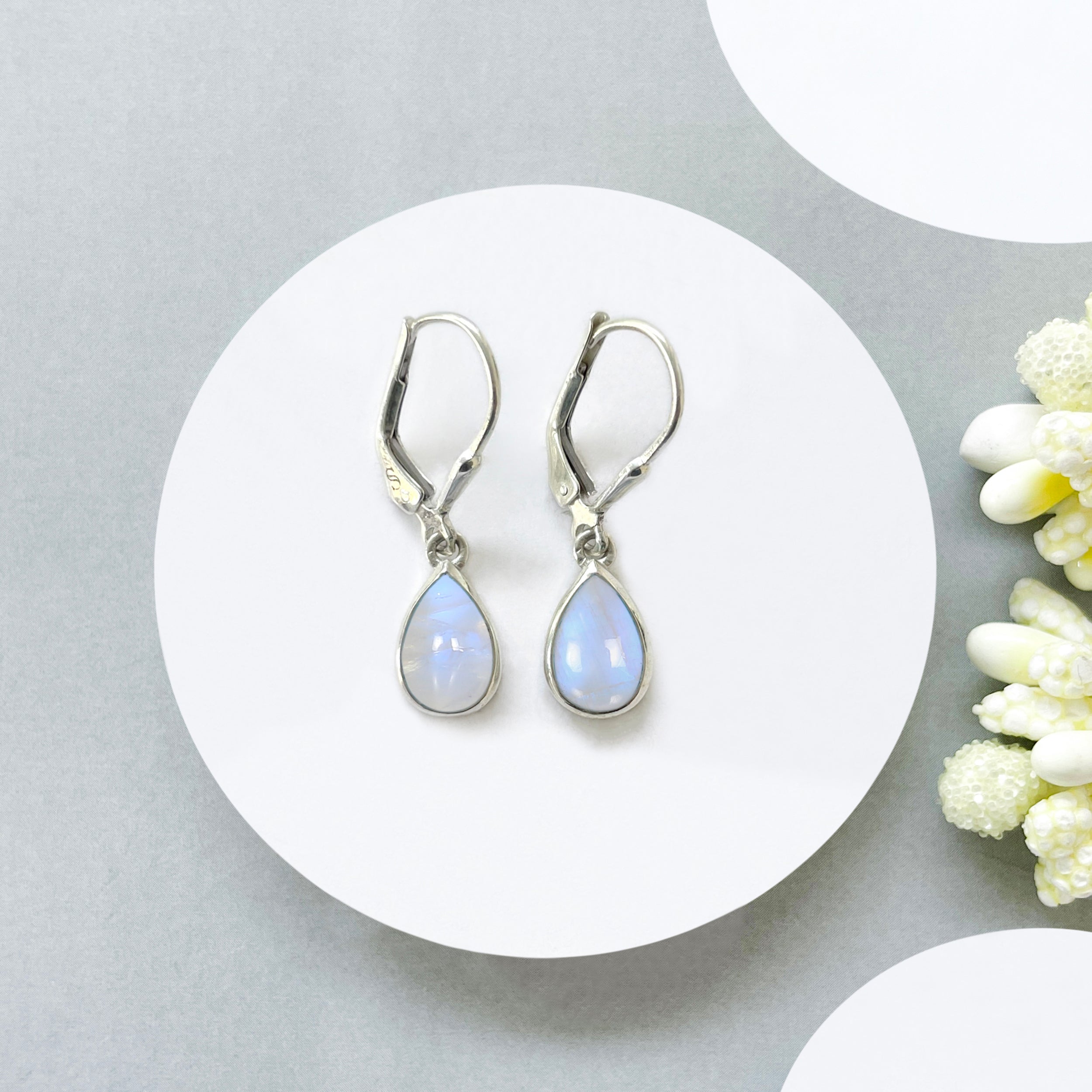 Moonstone Leverback Earring-(RBM-SE-1117.)