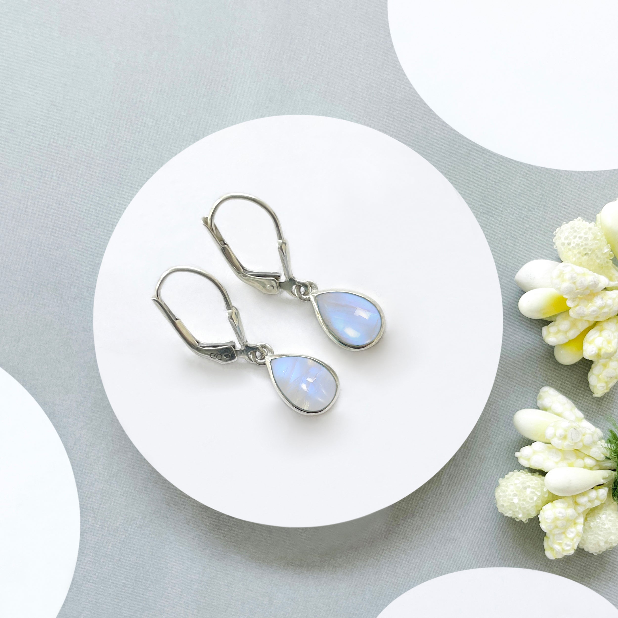 Moonstone Leverback Earring-(RBM-SE-1117.)