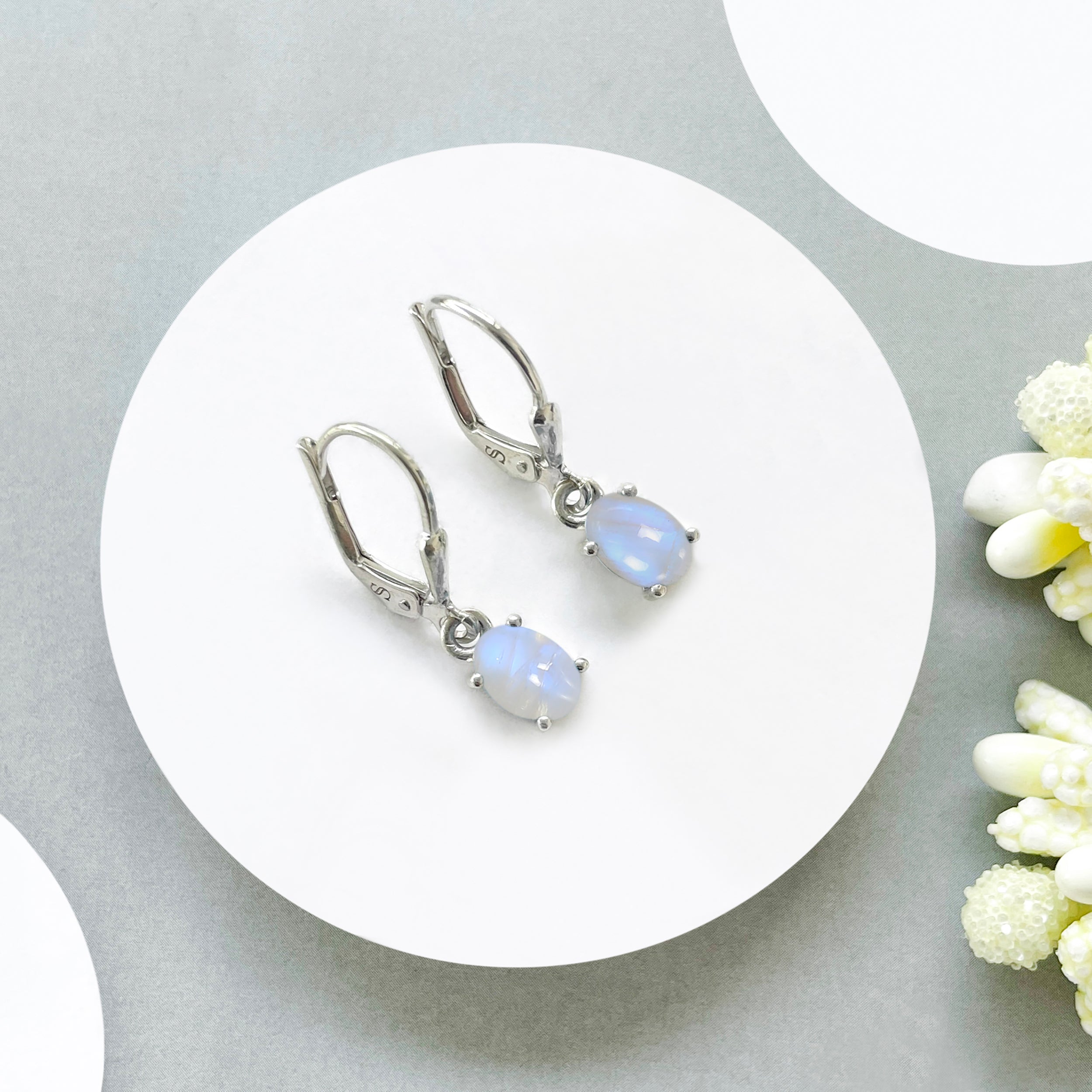 Moonstone Leverback Earring-(RBM-SE-1177.)