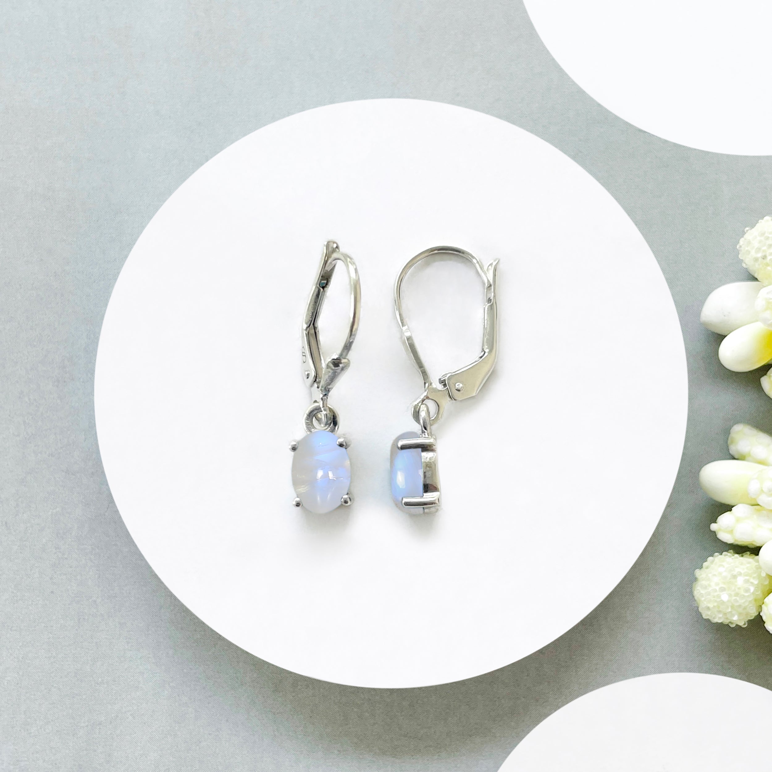 Moonstone Leverback Earring-(RBM-SE-1177.)