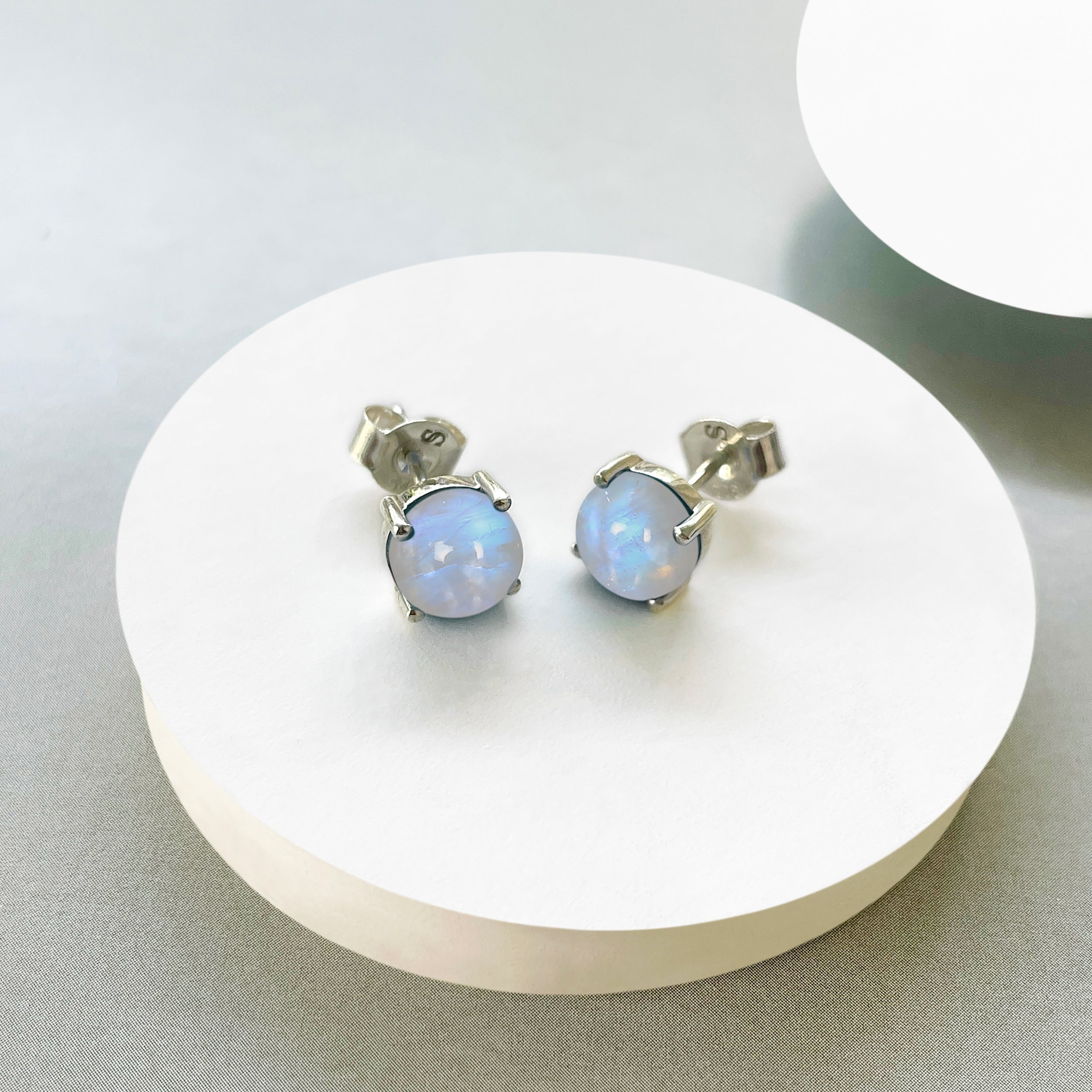 Moonstone Stud Earrings-(RBM-SE-1178.)