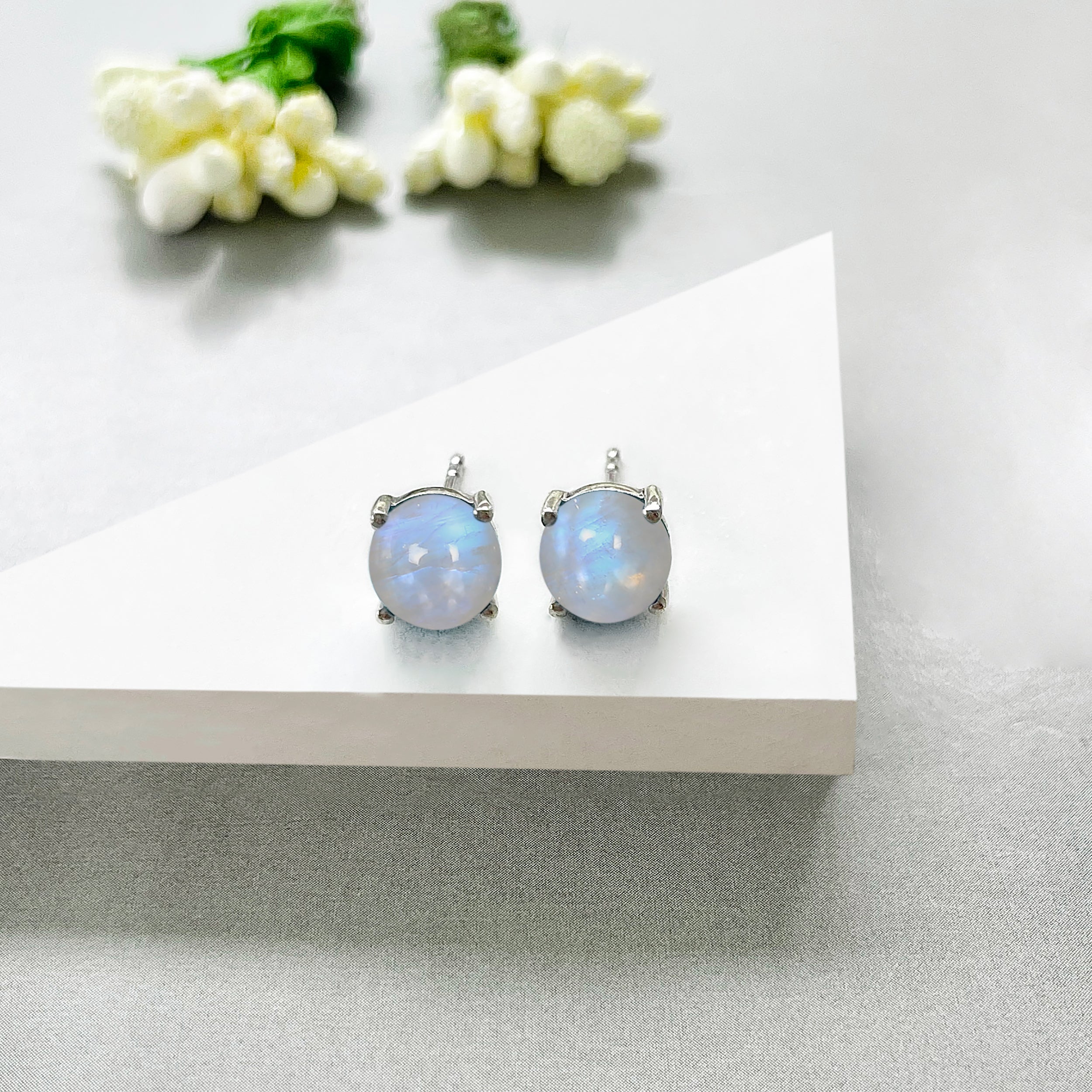 Moonstone Stud Earring-(RBM-SE-1178.)