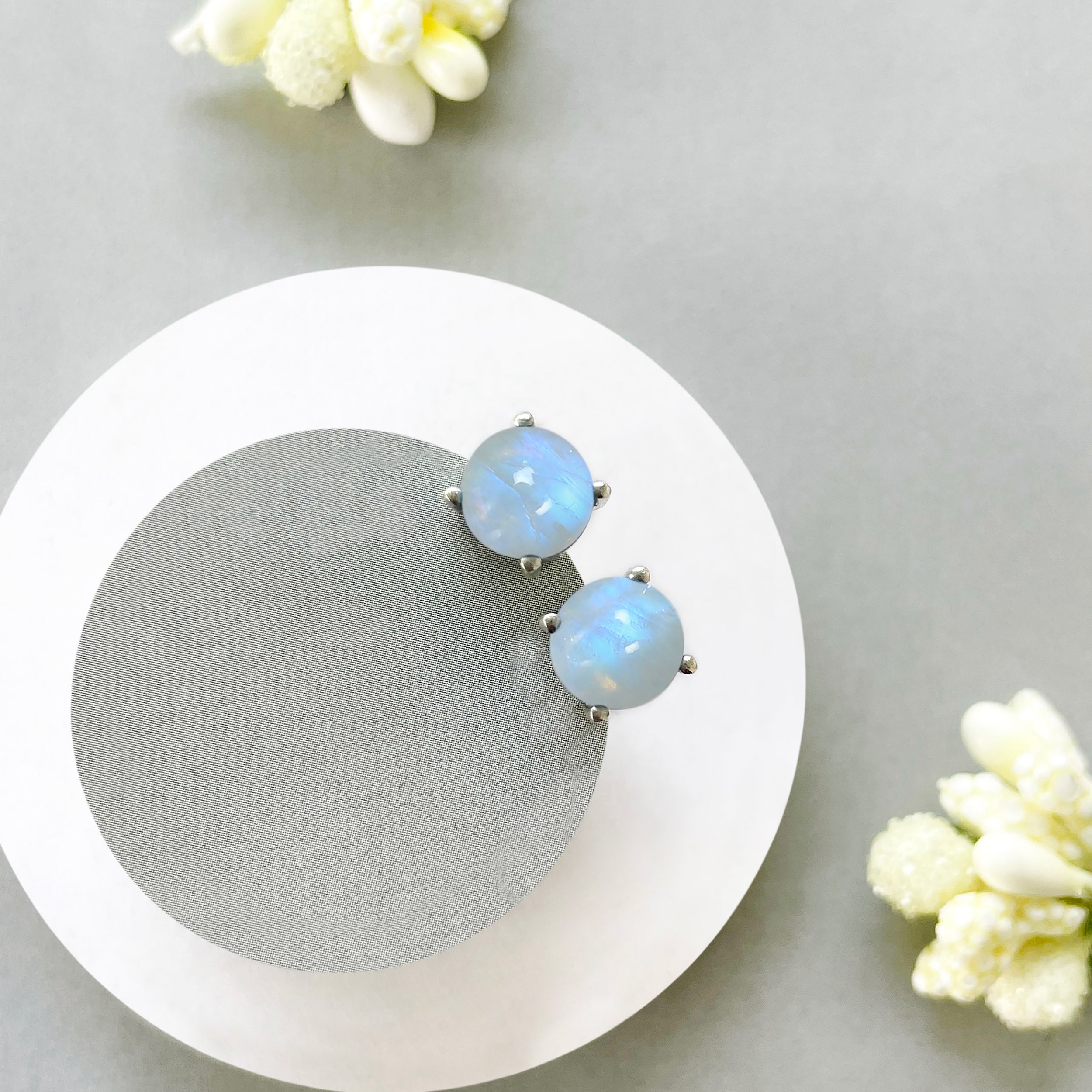 Moonstone Stud Earrings-(RBM-SE-1178.)