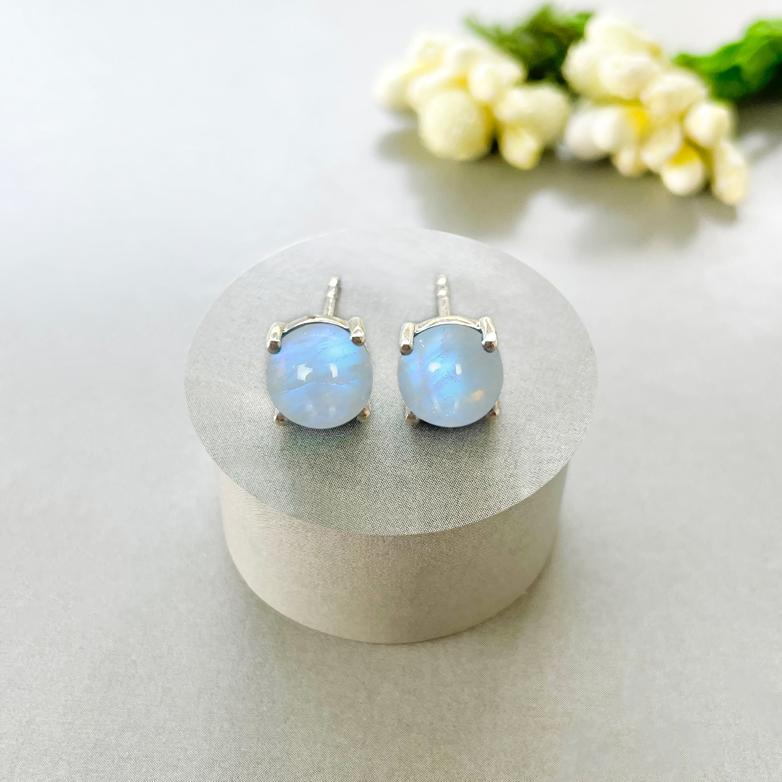 Moonstone Stud Earrings-(RBM-SE-1178.)
