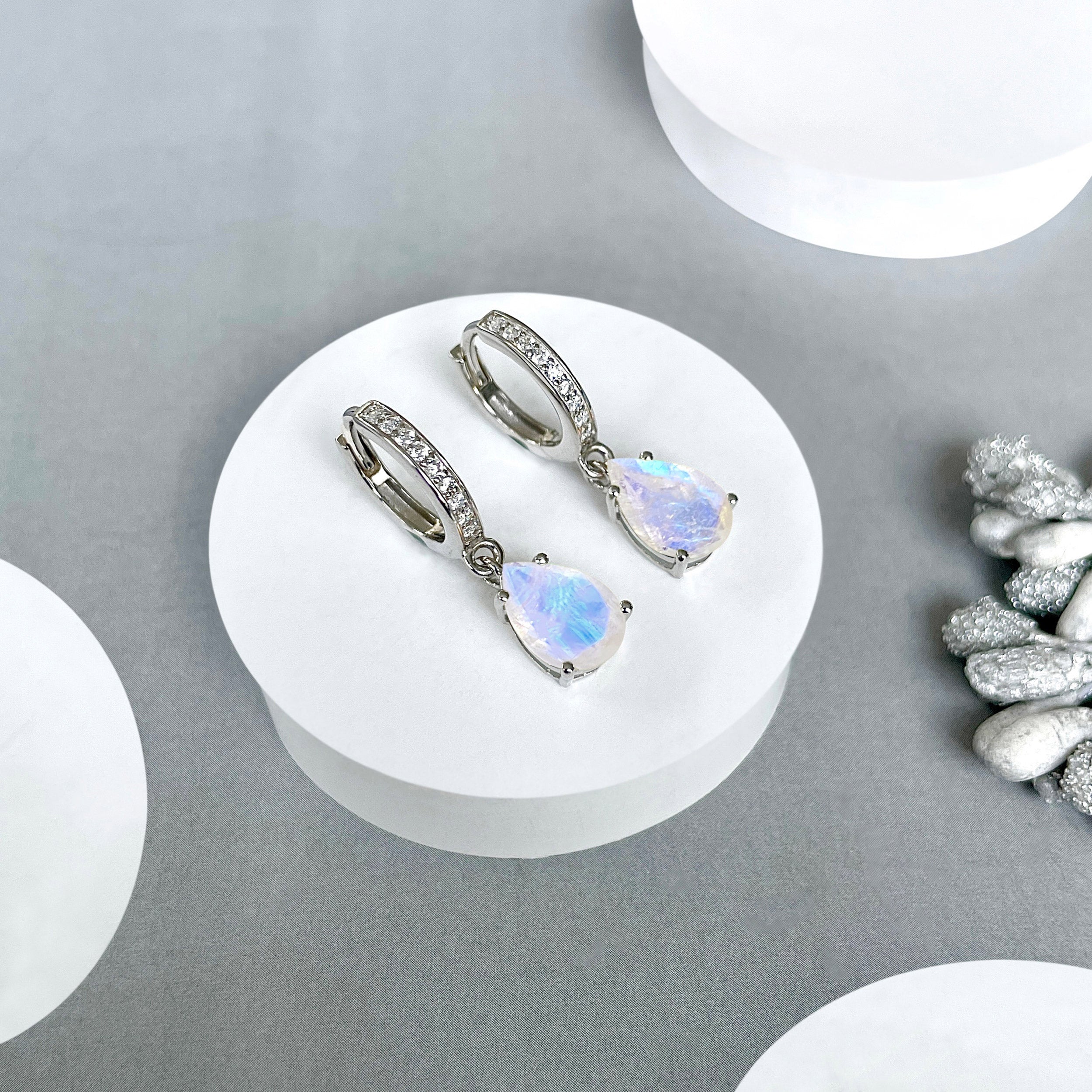 Moonstone Leverback Earring-(RBM-SE-1223.)