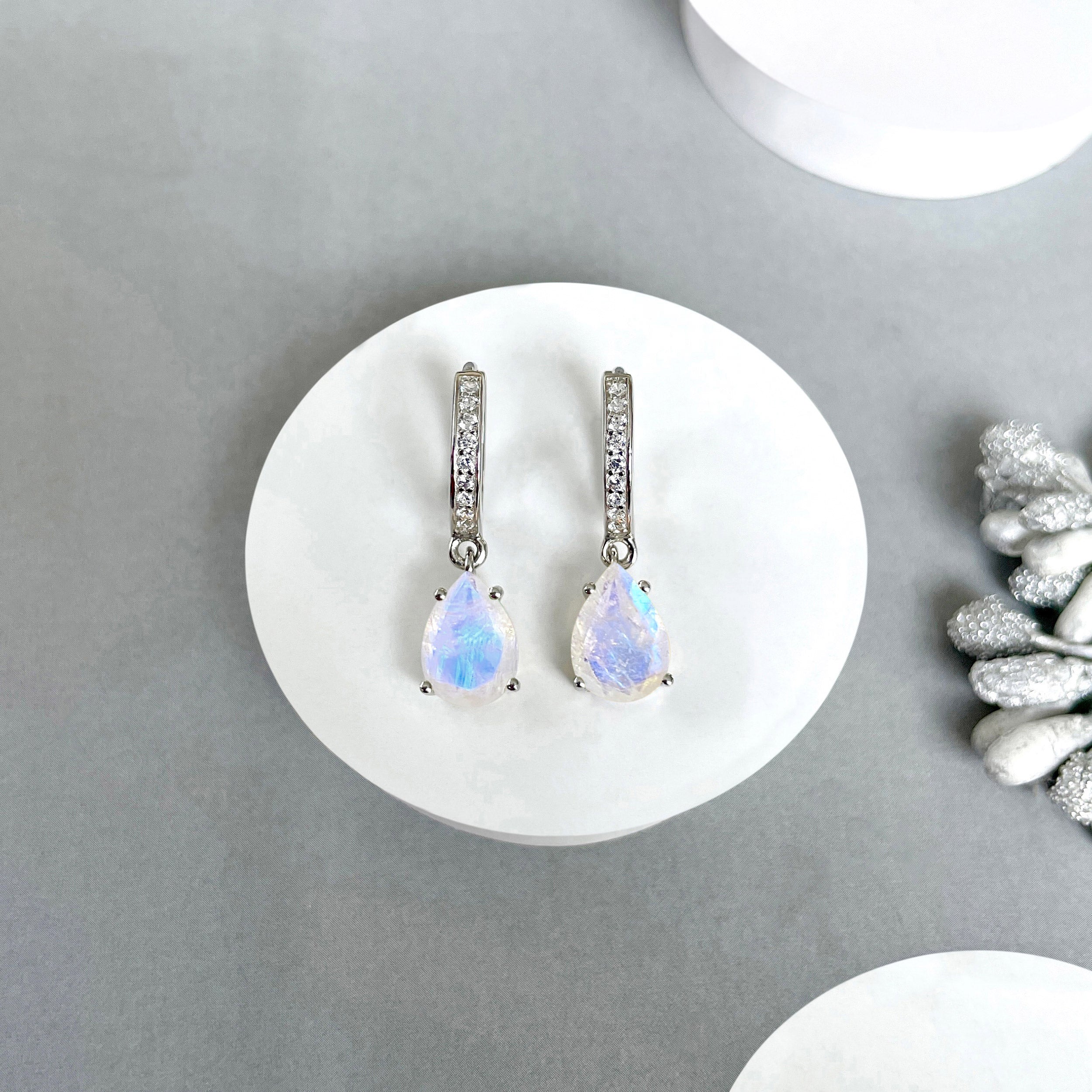 Moonstone Leverback Earring-(RBM-SE-1223.)
