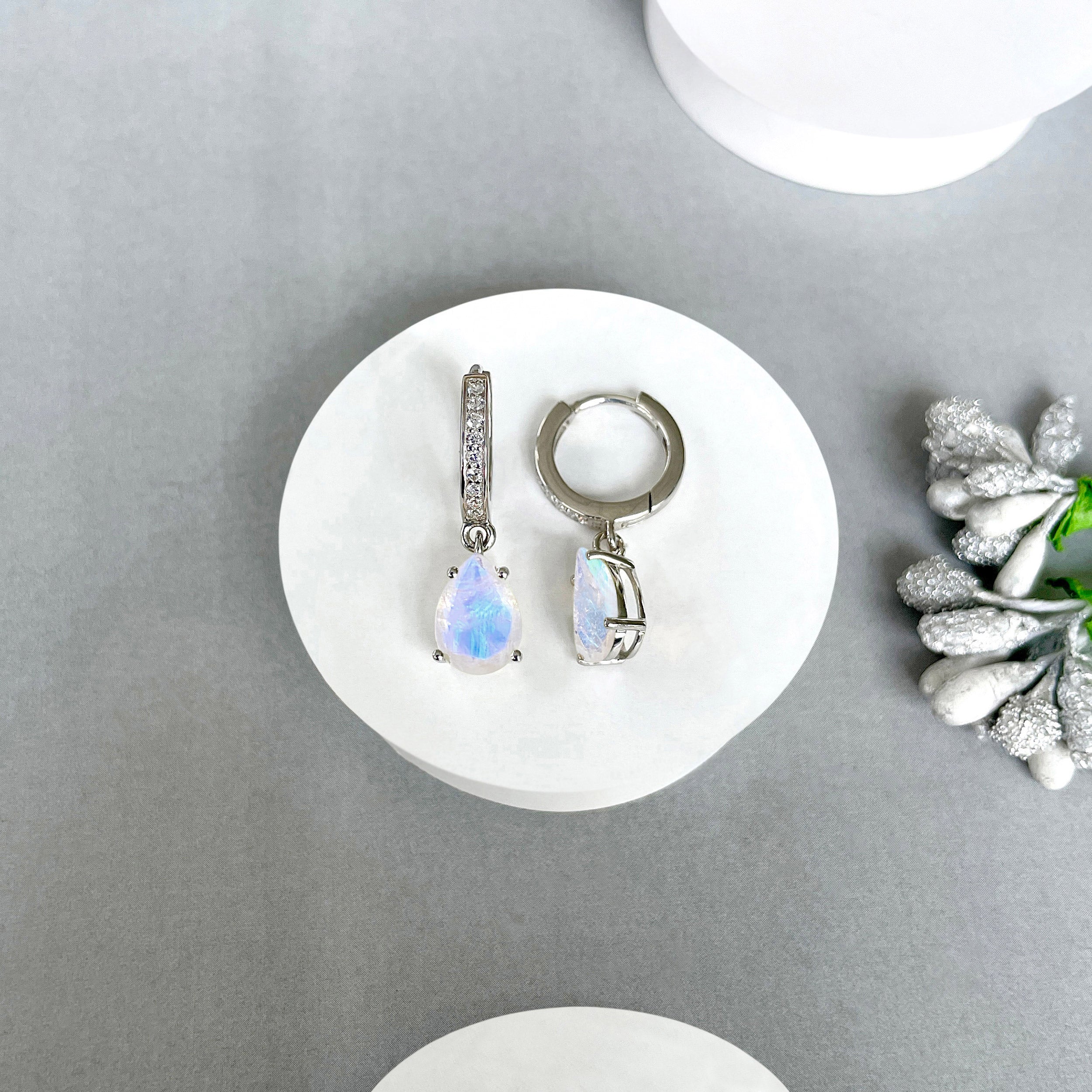 Moonstone Leverback Earring-(RBM-SE-1223.)