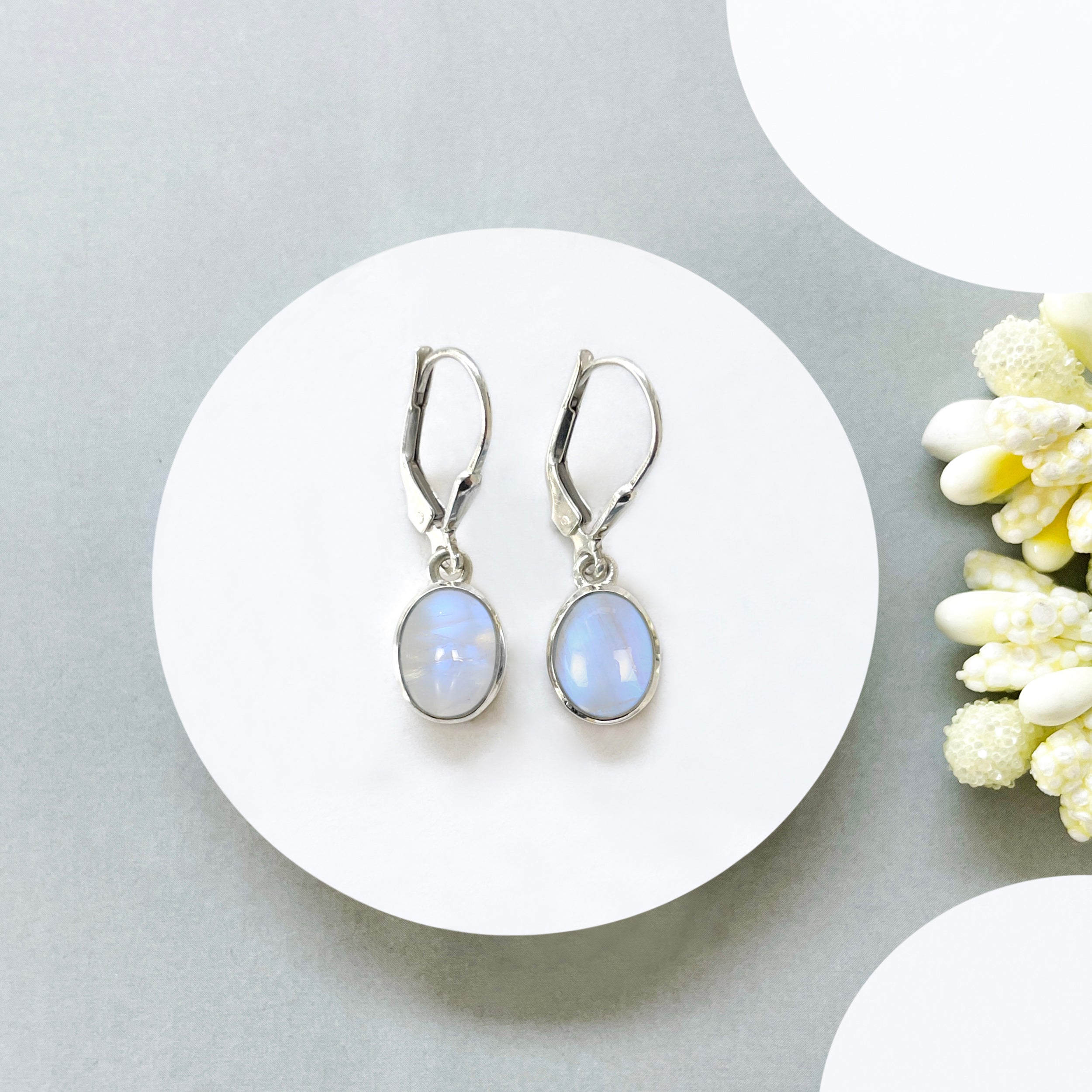 Moonstone Leverback Earring-(RBM-SE-1232.)