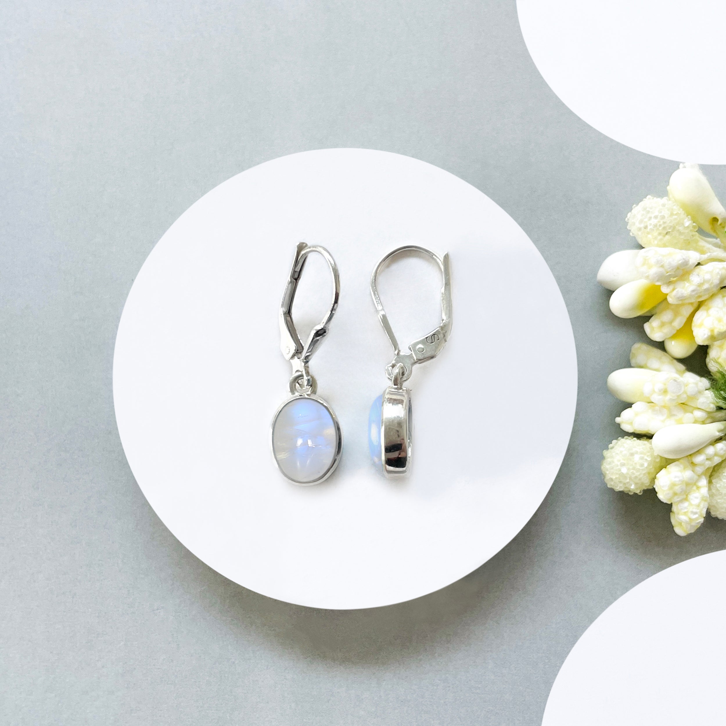 Moonstone Leverback Earring-(RBM-SE-1232.)