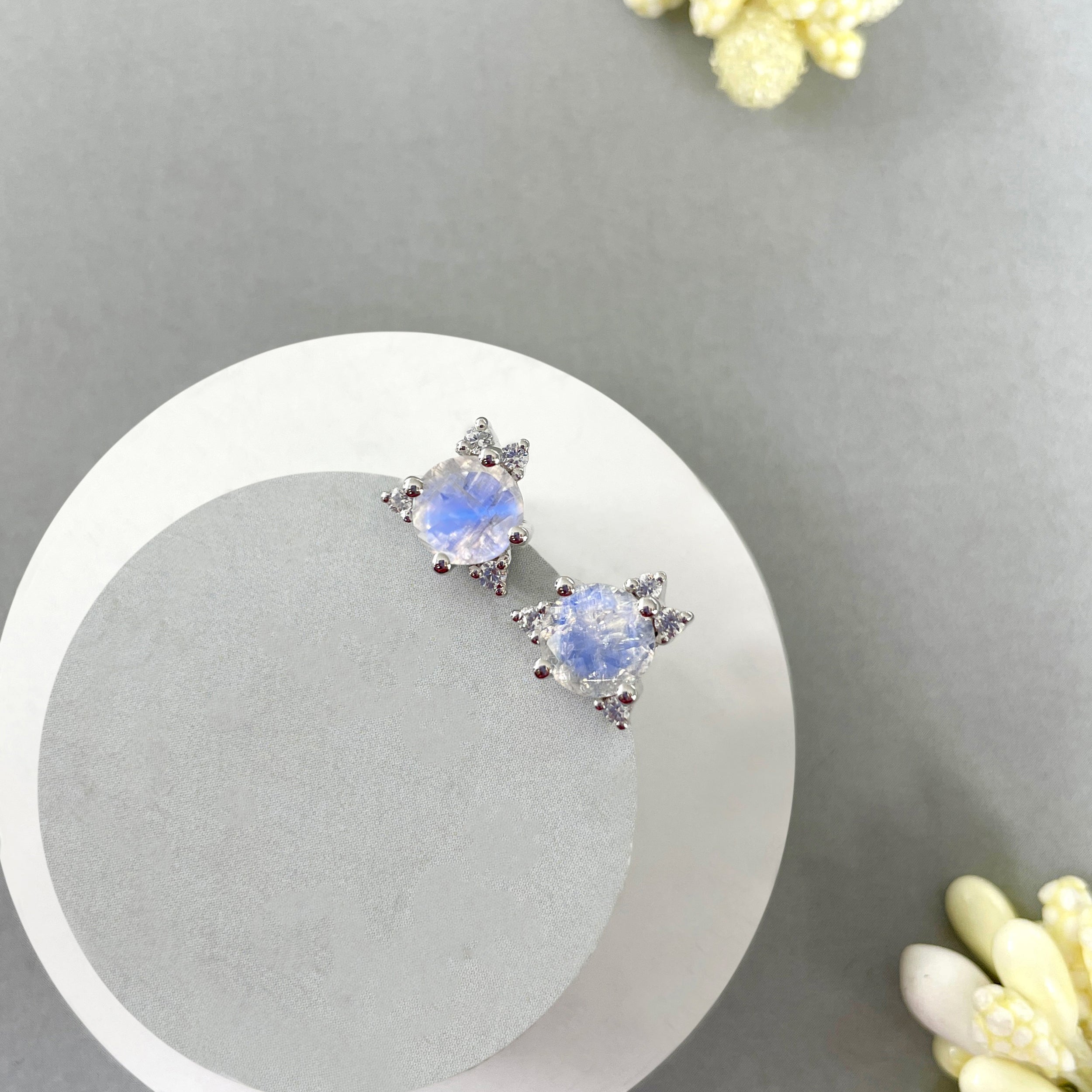 Moonstone Stud Earrings-(RBM-SE-1260.)