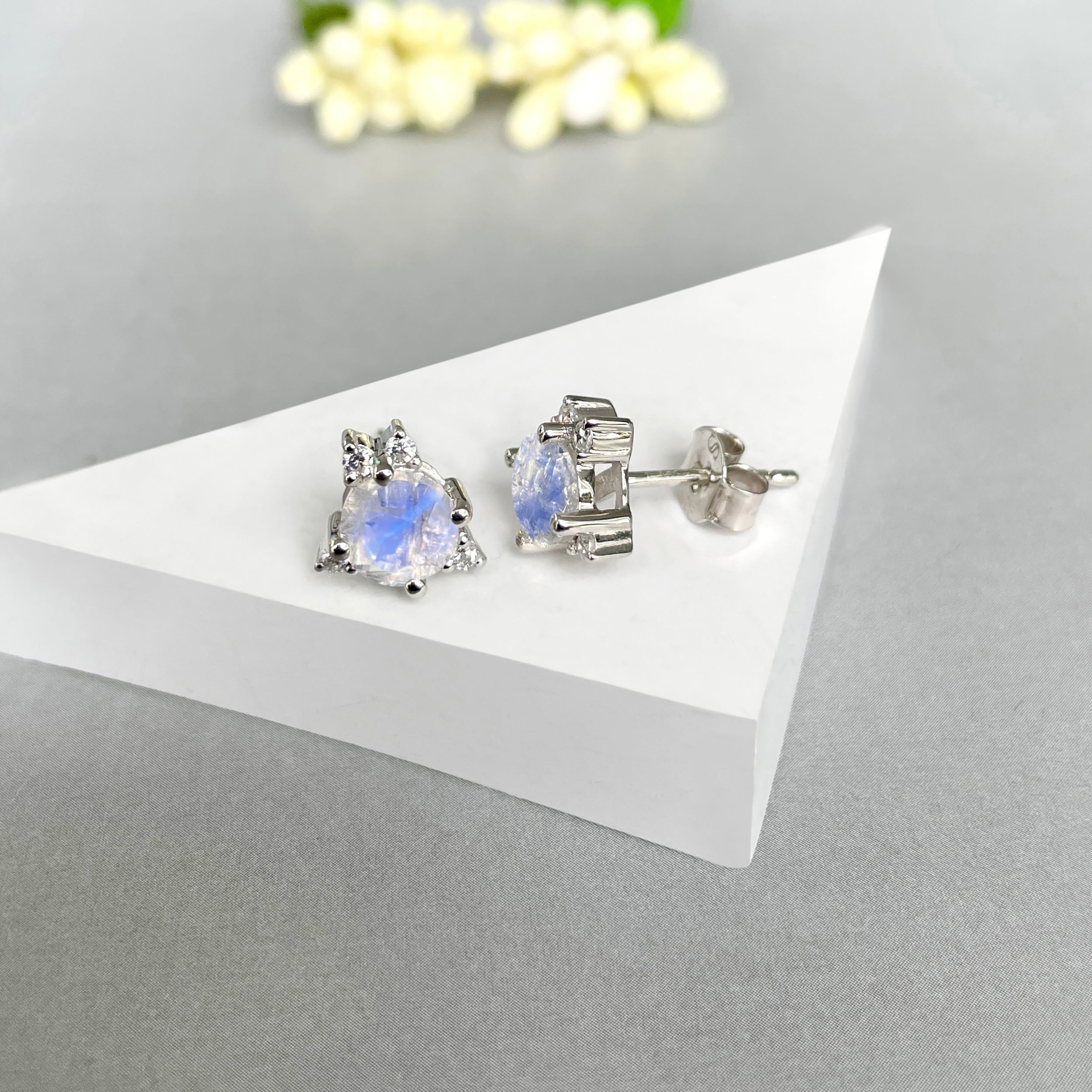 Moonstone Stud Earrings-(RBM-SE-1260.)